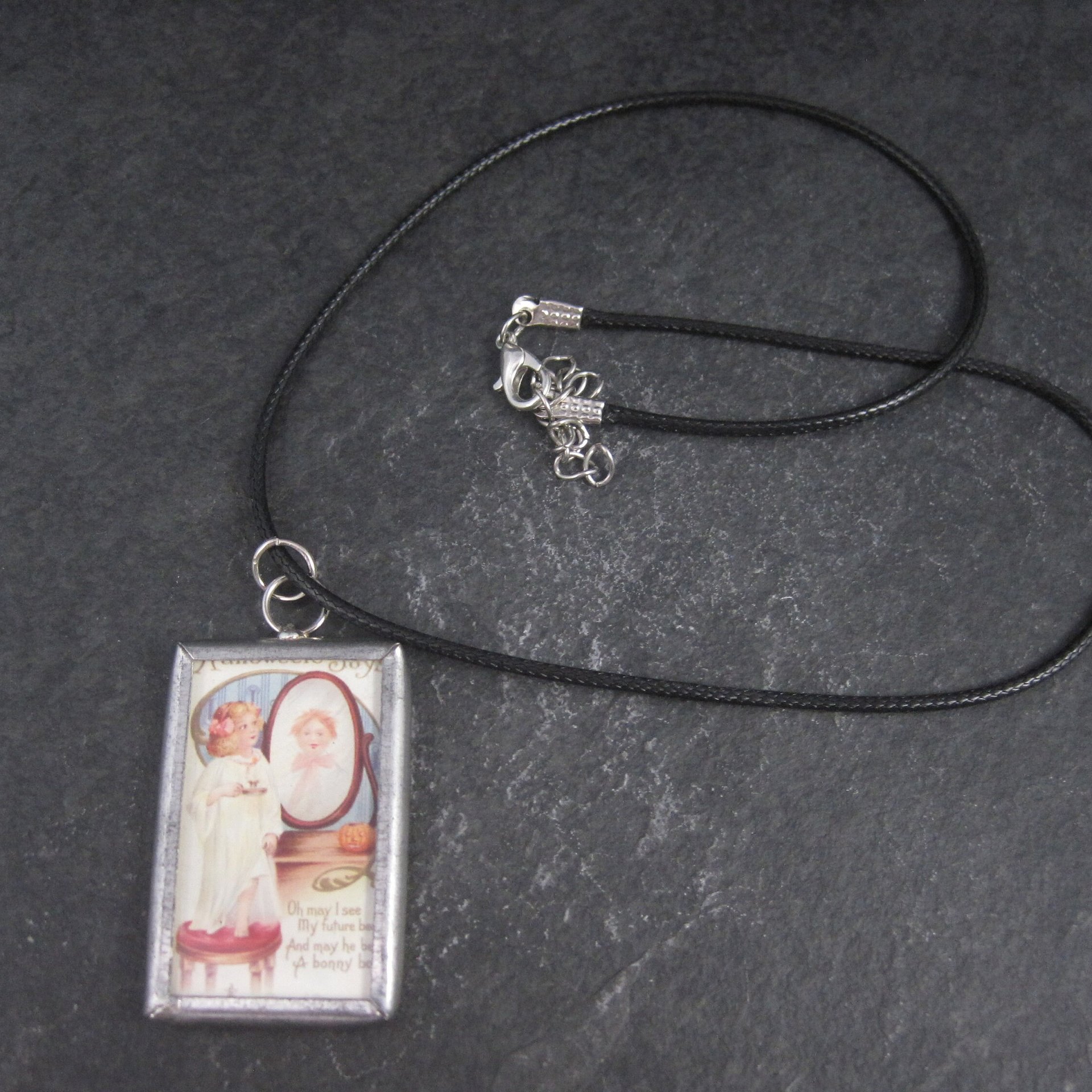 Vintage Halloween Postcard Pendant Necklace