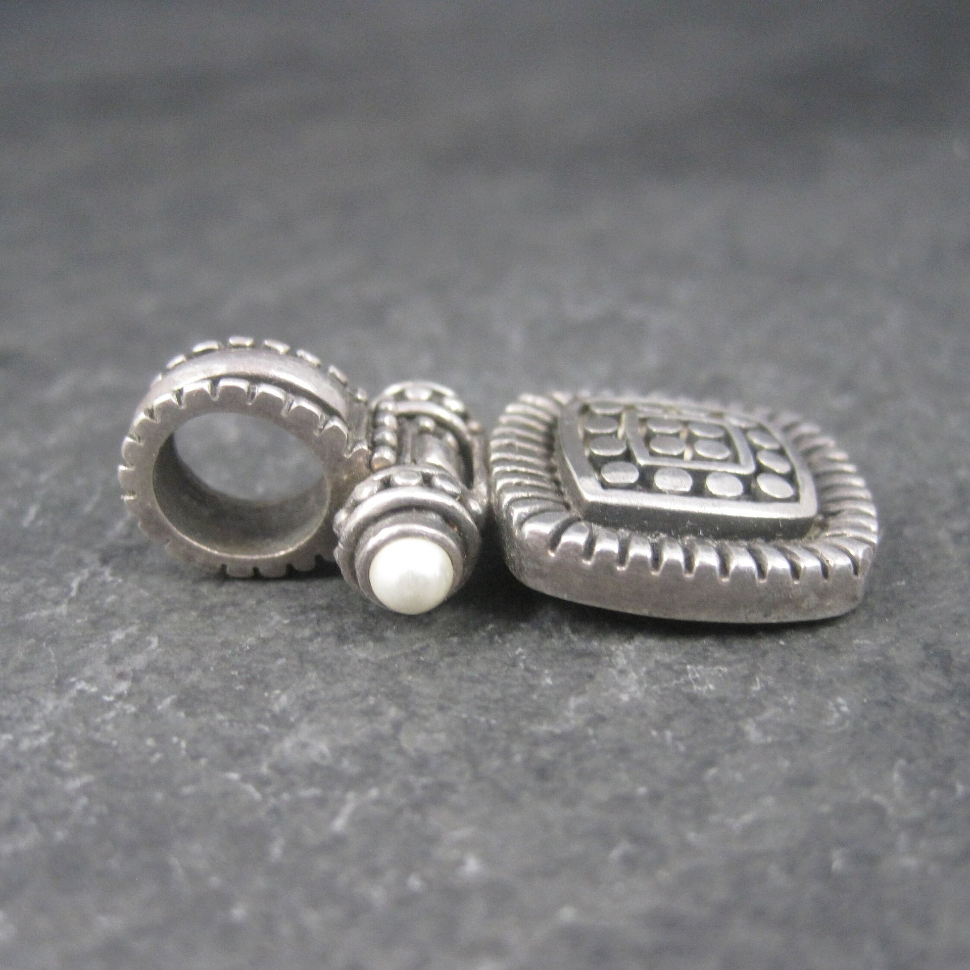 Estate Sterling Hinged Pearl Pendant