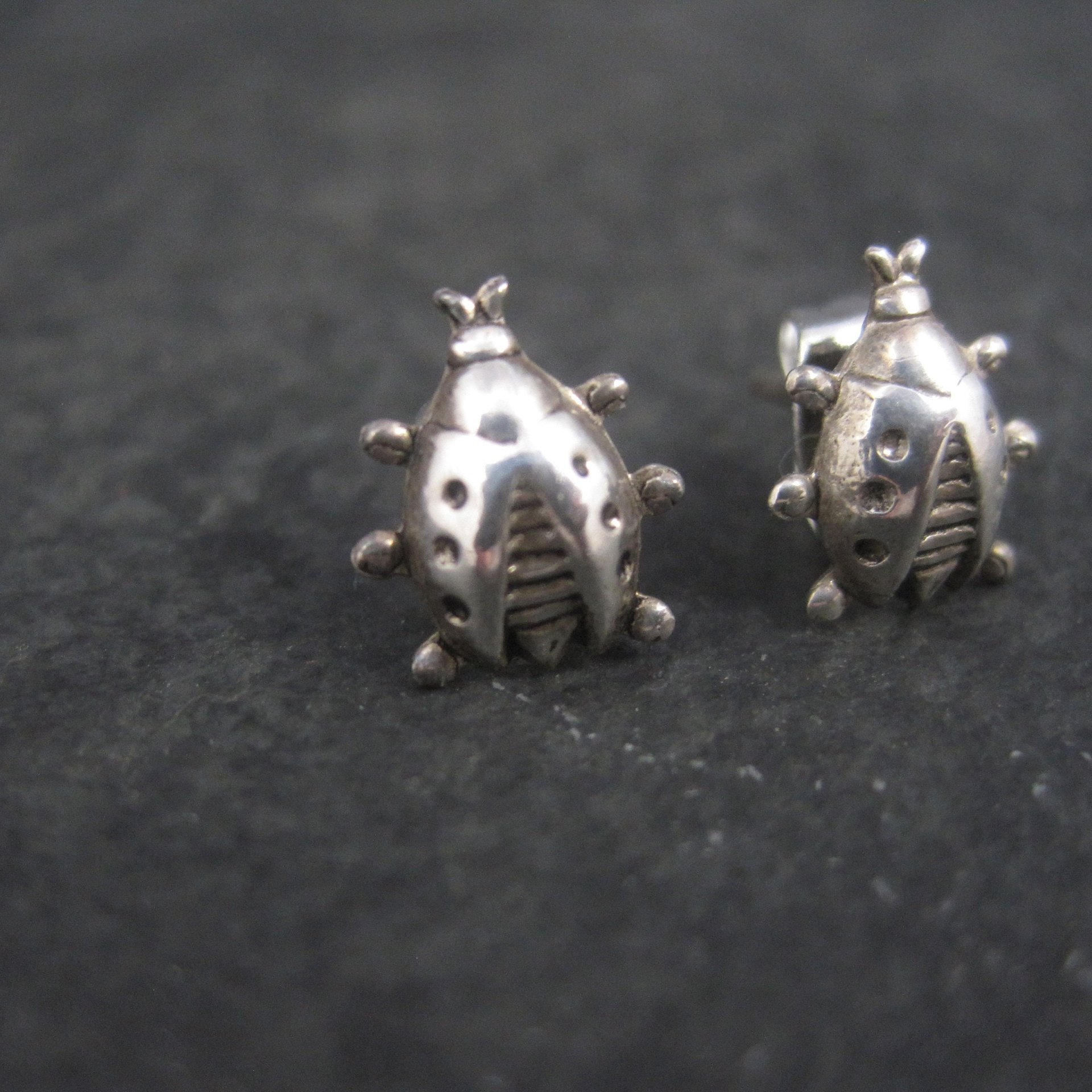 Vintage Sterling Ladybug Stud Earrings