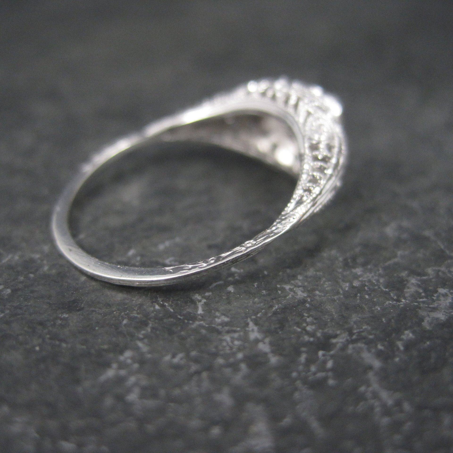 Dainty Antique 10K Filigree Diamond Engagement Ring Size 6