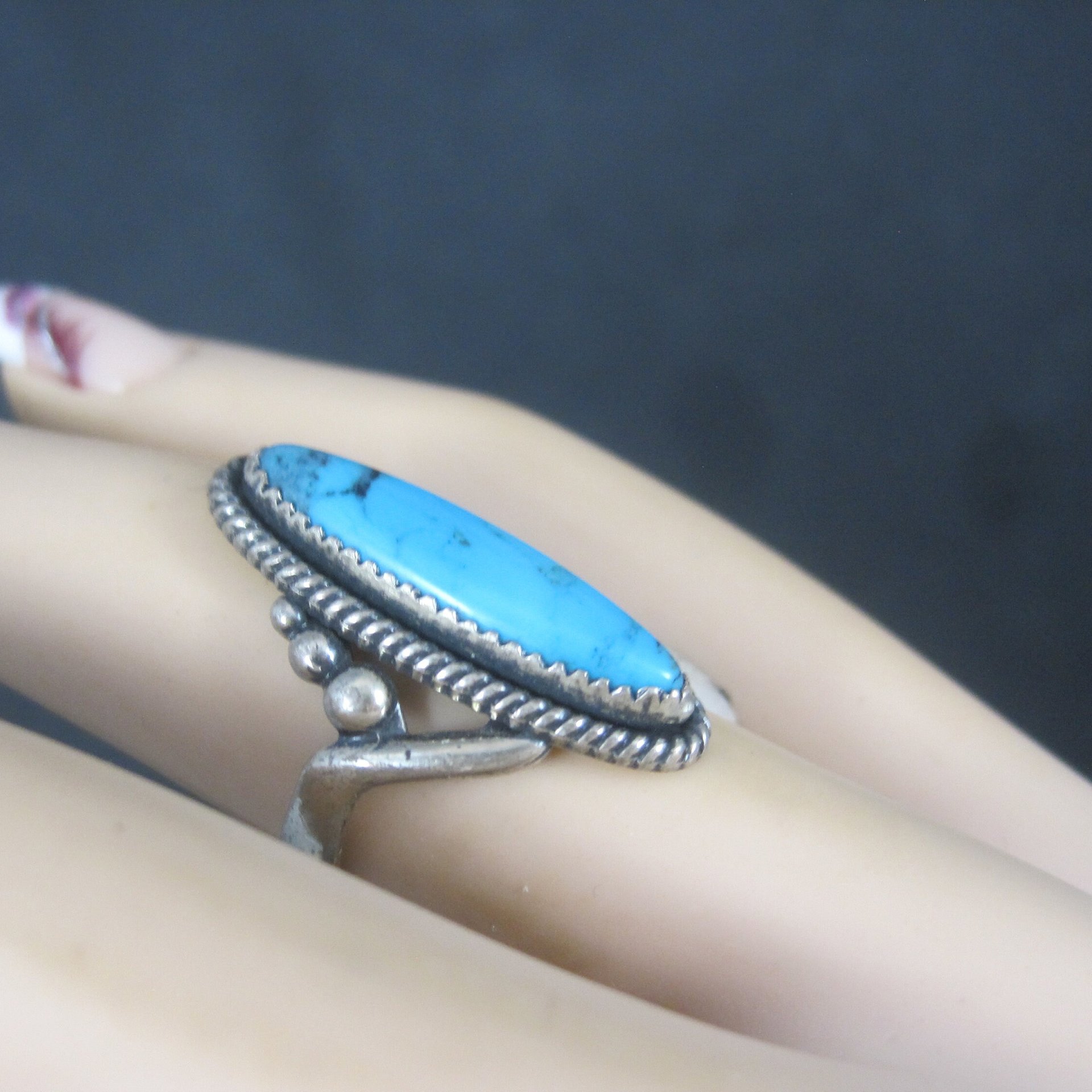Southwestern Sterling Turquoise Ring NOS