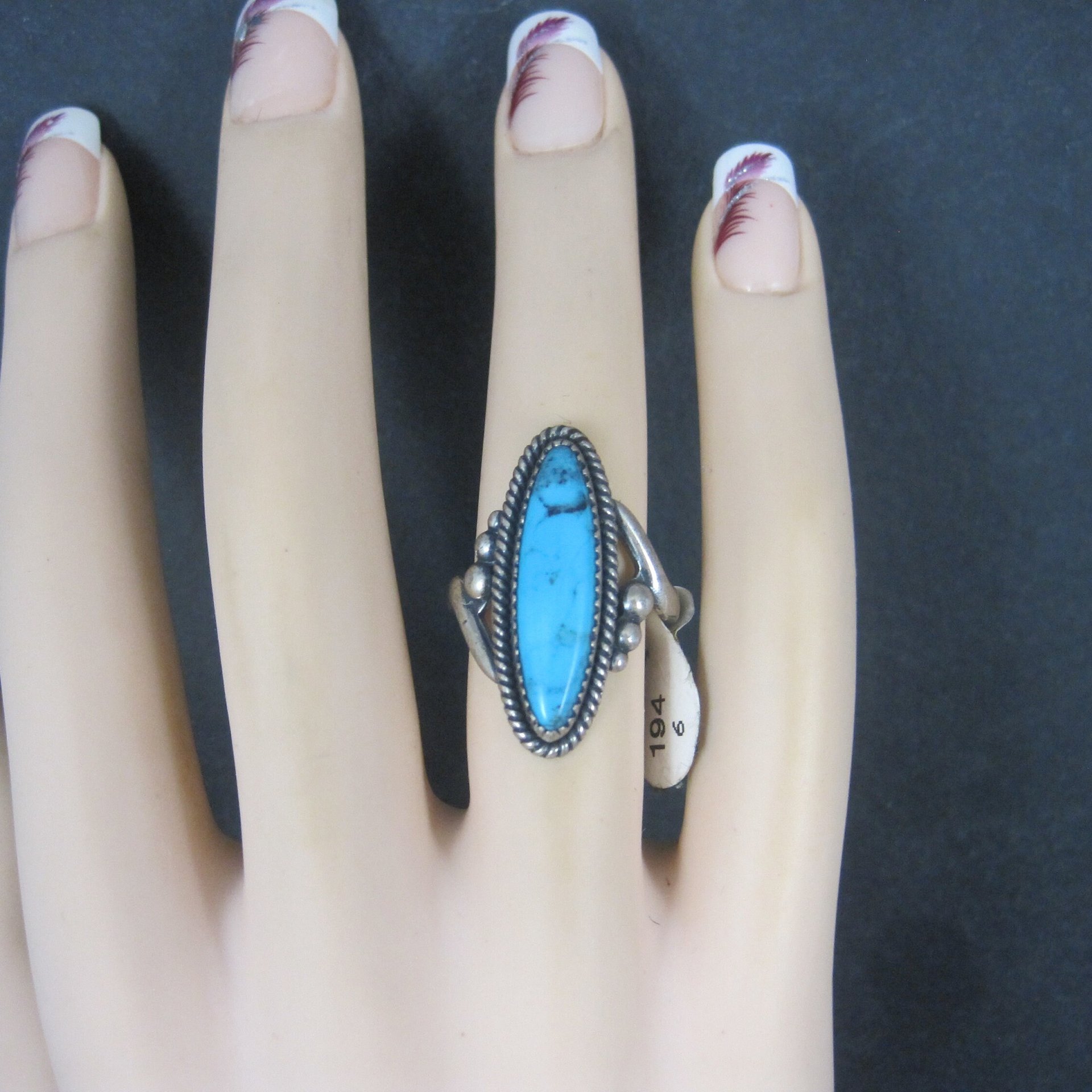 Southwestern Sterling Turquoise Ring NOS