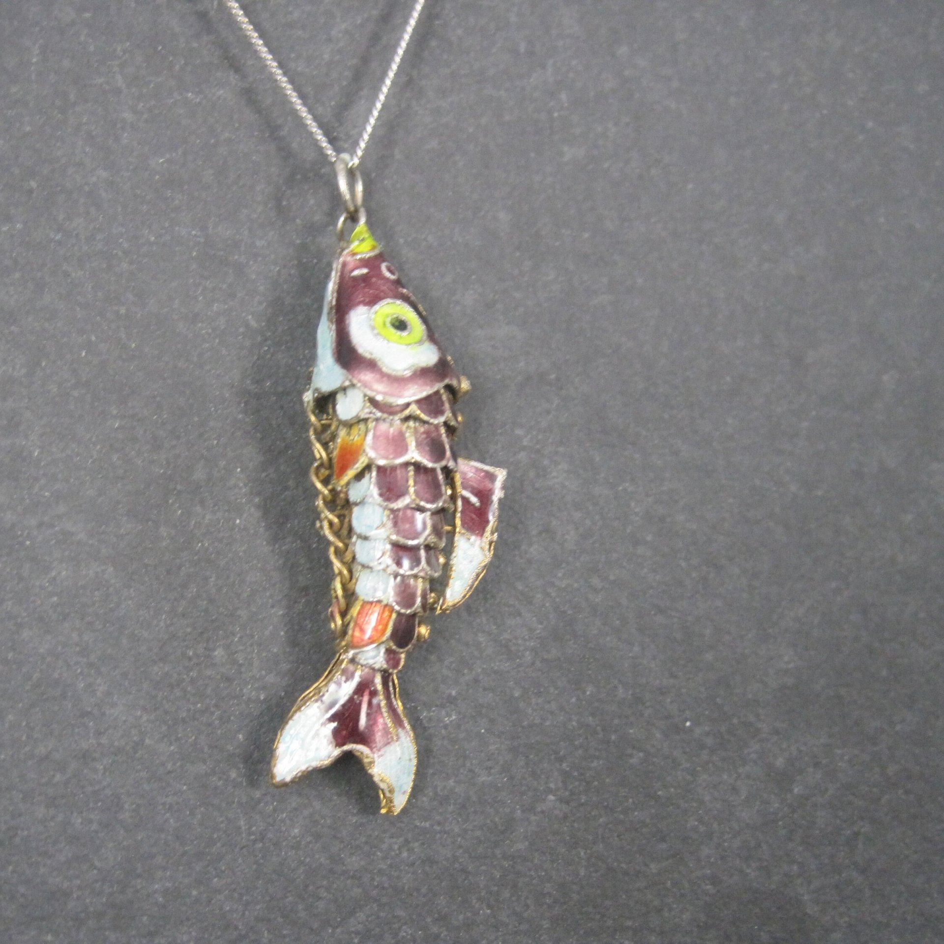 Vintage Cloisonne Enamel Fish Pendant Articulated Koi