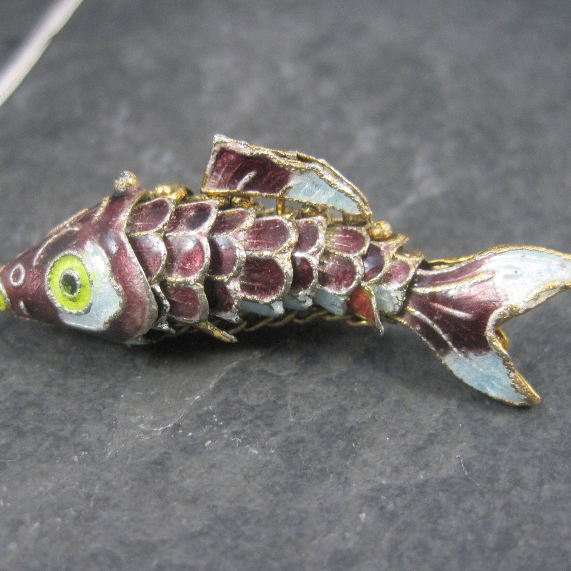 Vintage Cloisonne Enamel Fish Pendant Articulated Koi