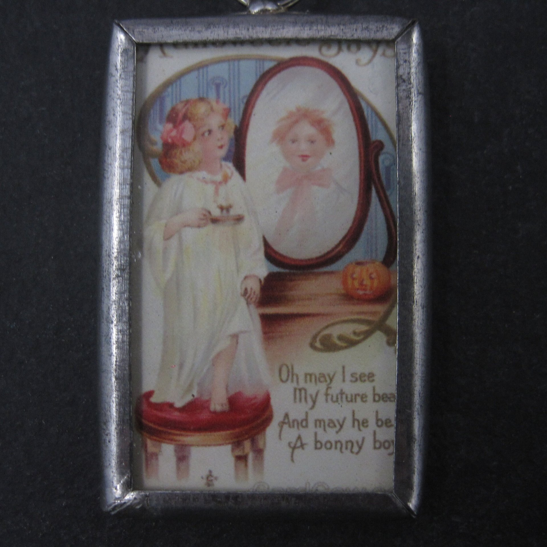 Vintage Halloween Postcard Pendant Necklace
