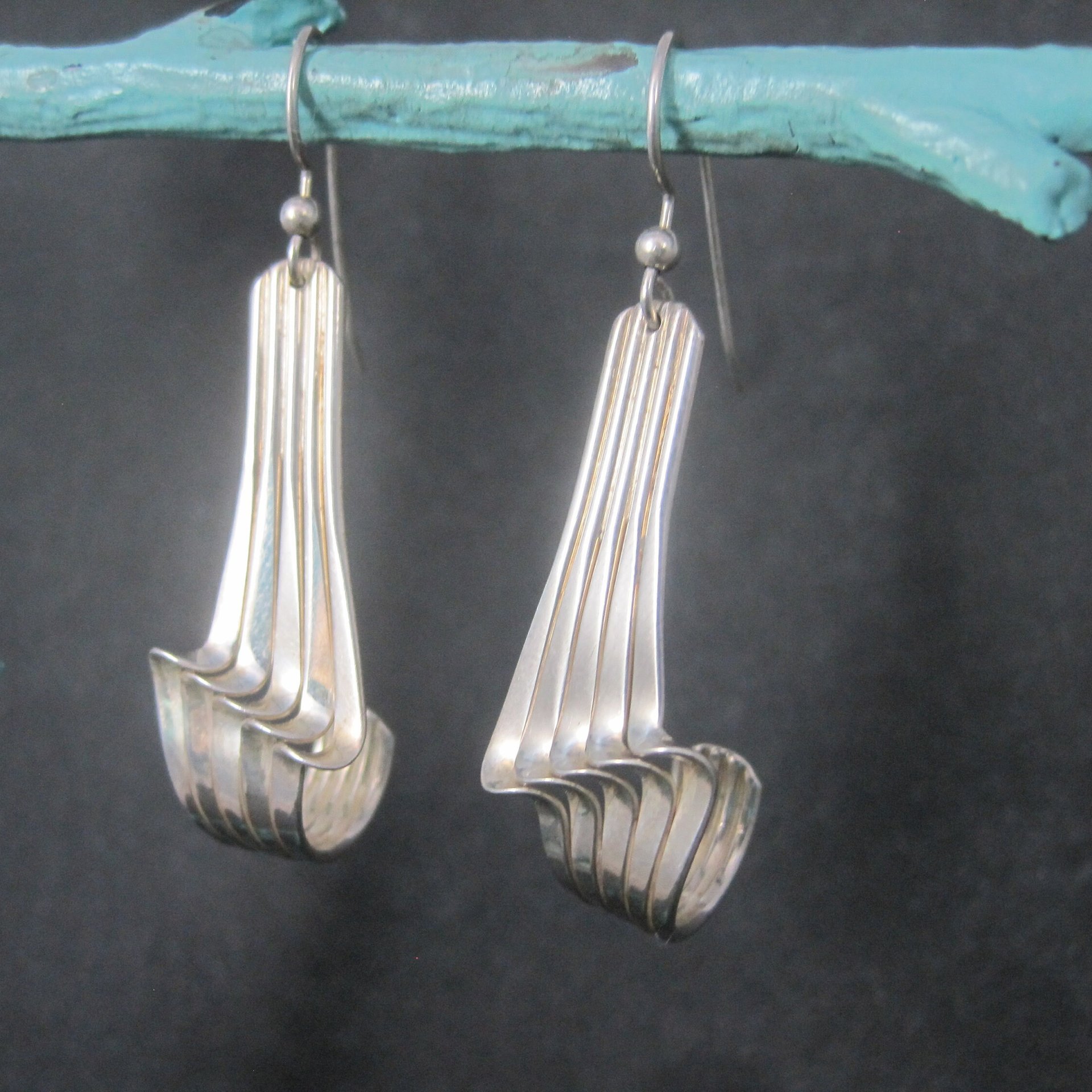 Mod Vintage Sterling Silver Wavy Earrings