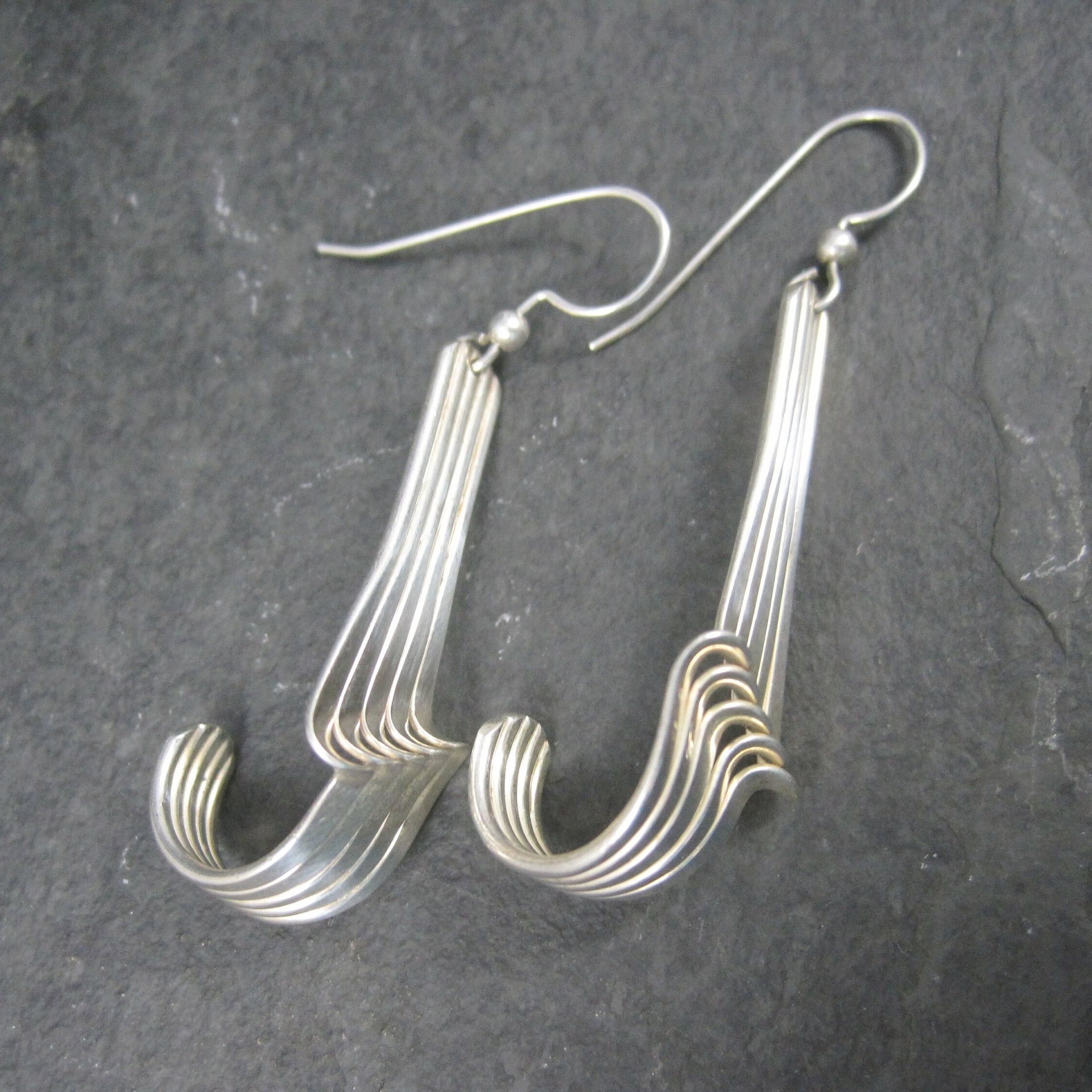 Mod Vintage Sterling Silver Wavy Earrings