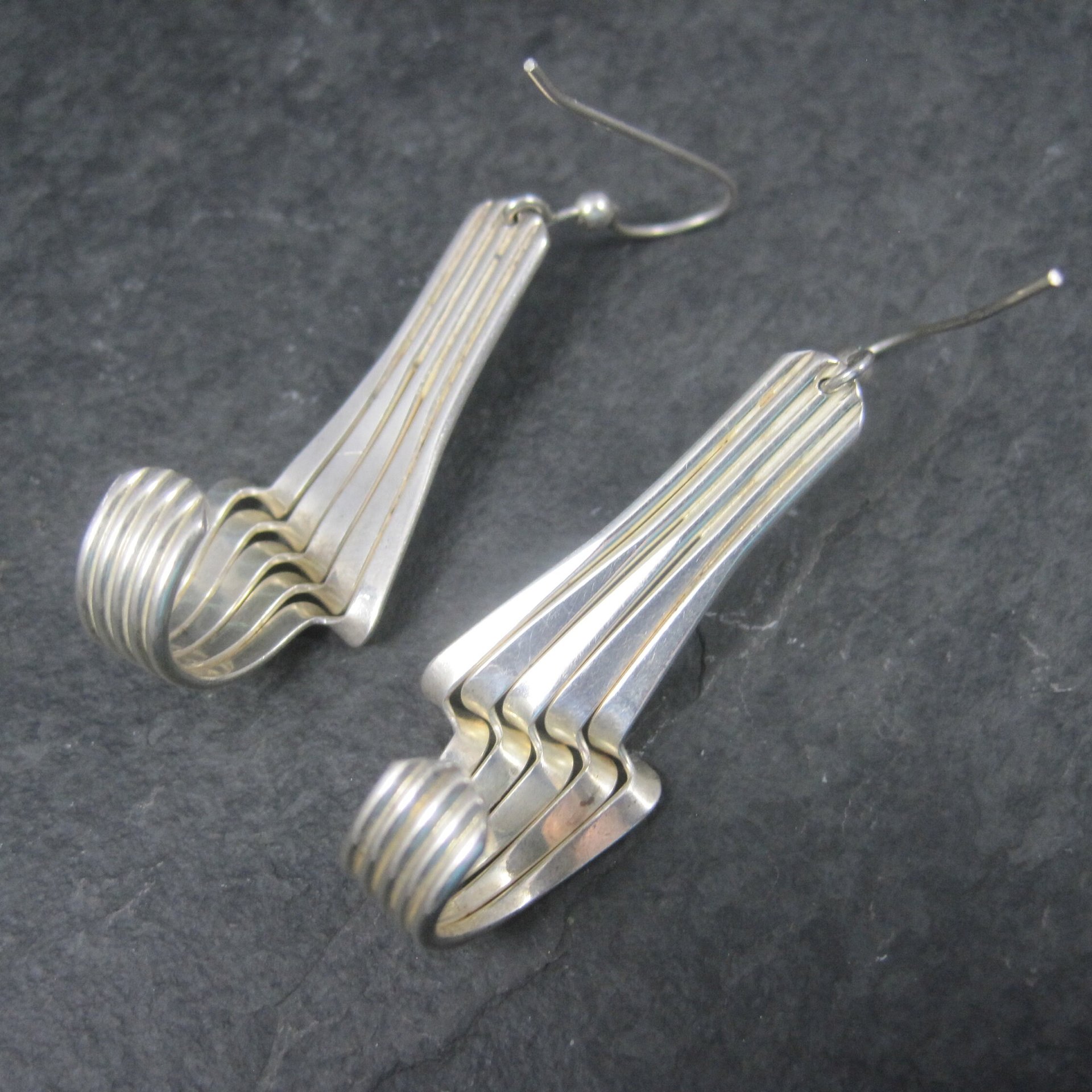 Mod Vintage Sterling Silver Wavy Earrings