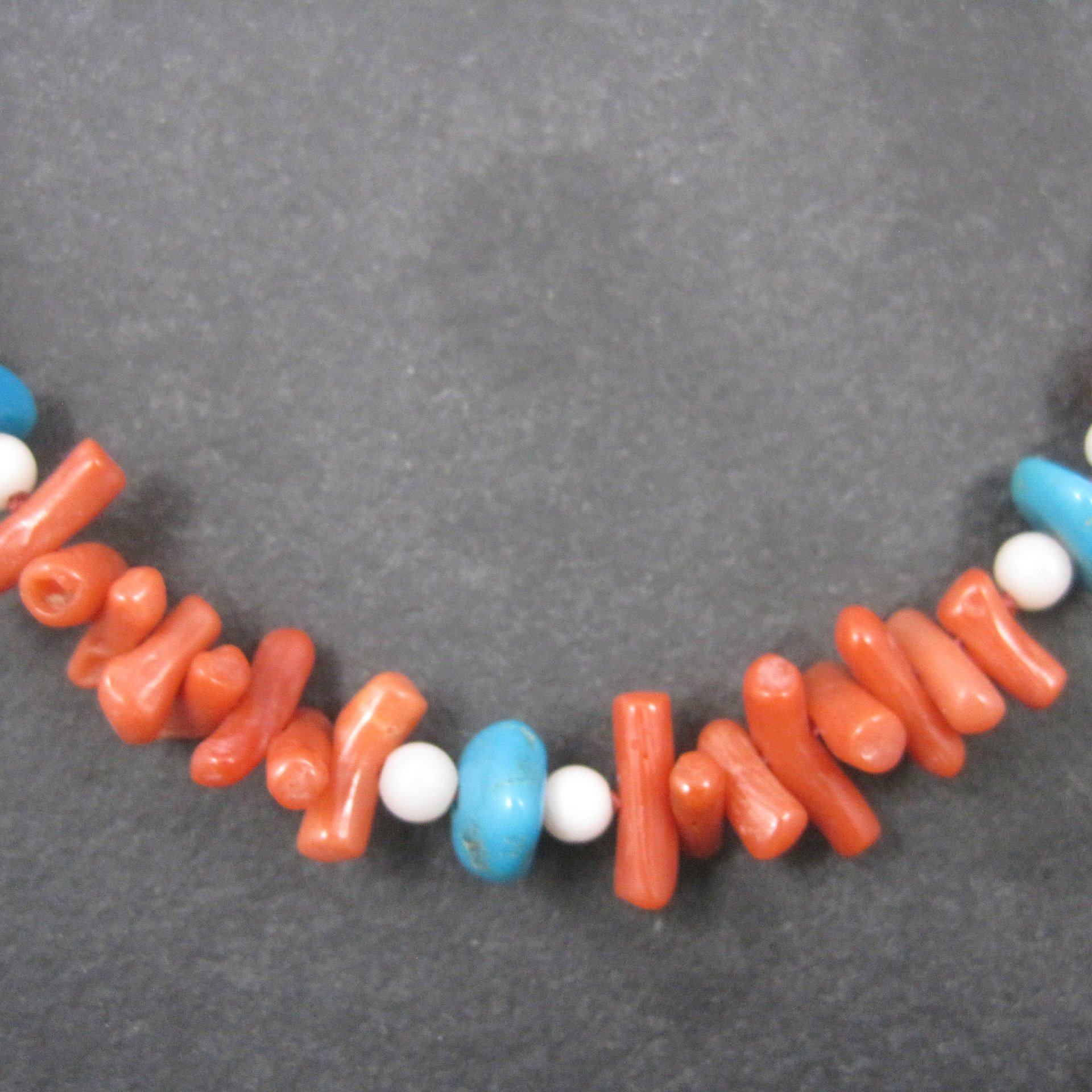 Vintage Chinese Export Coral Turquoise Necklace 30 Inches