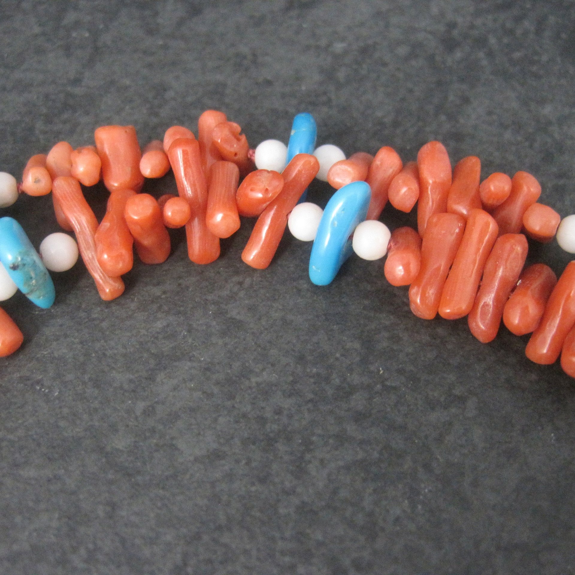 Vintage Chinese Export Coral Turquoise Necklace 30 Inches