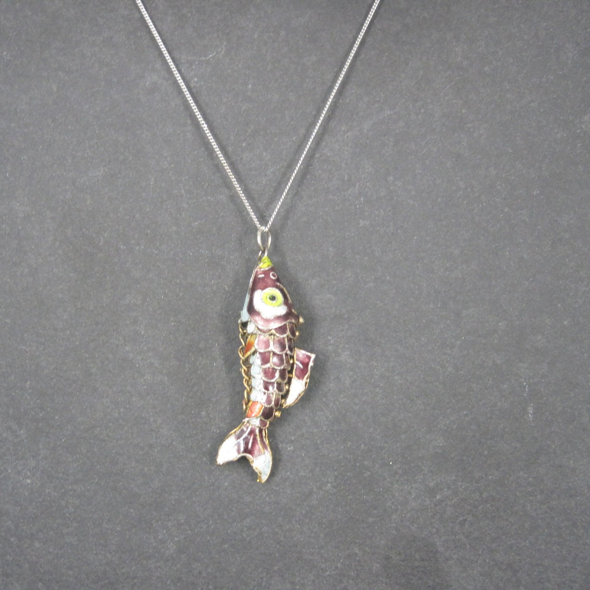 Vintage Cloisonne Enamel Fish Pendant Articulated Koi