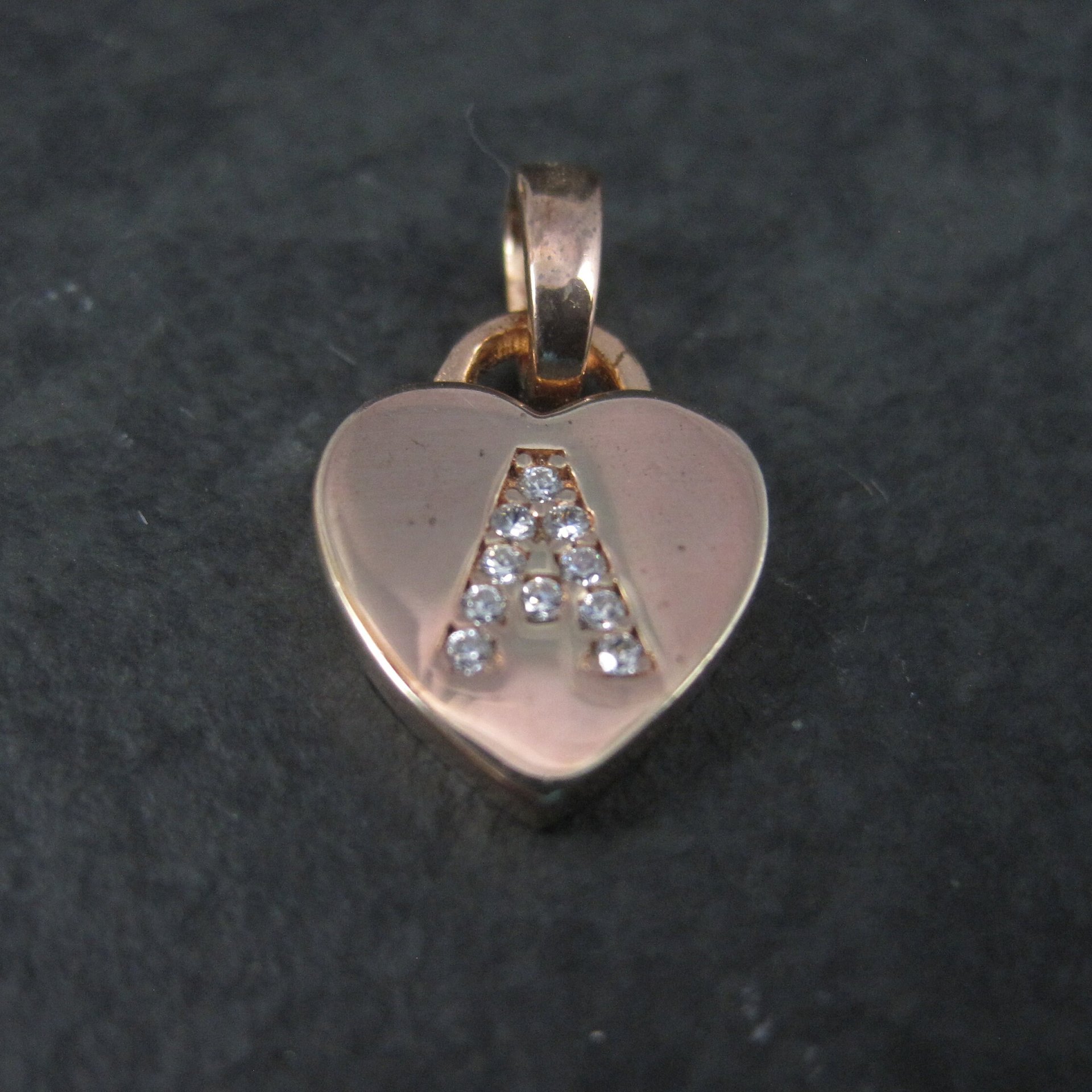 Small Rose Gold Vermeil Initial A Heart Pendant