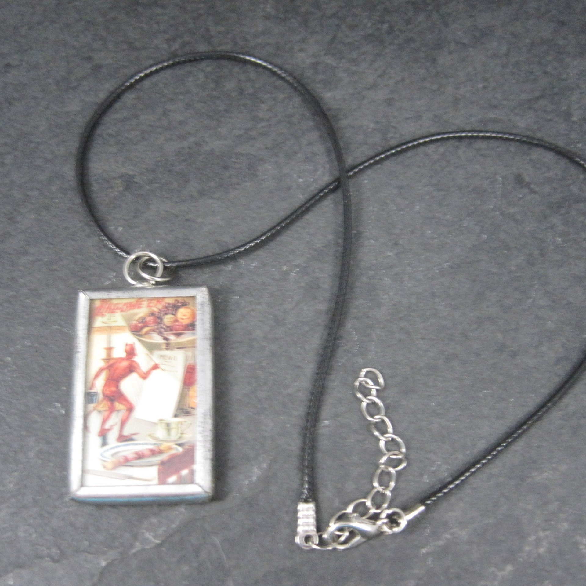 Vintage Halloween Devil Postcard Pendant Necklace