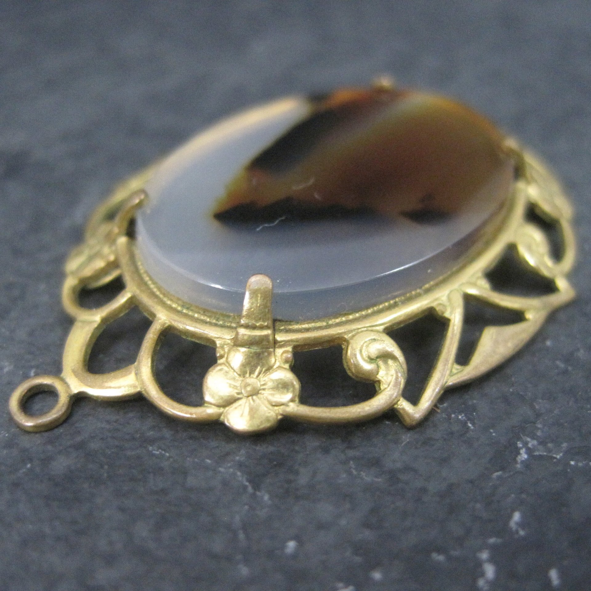 Antique 12K Gold Filled Agate Pendant