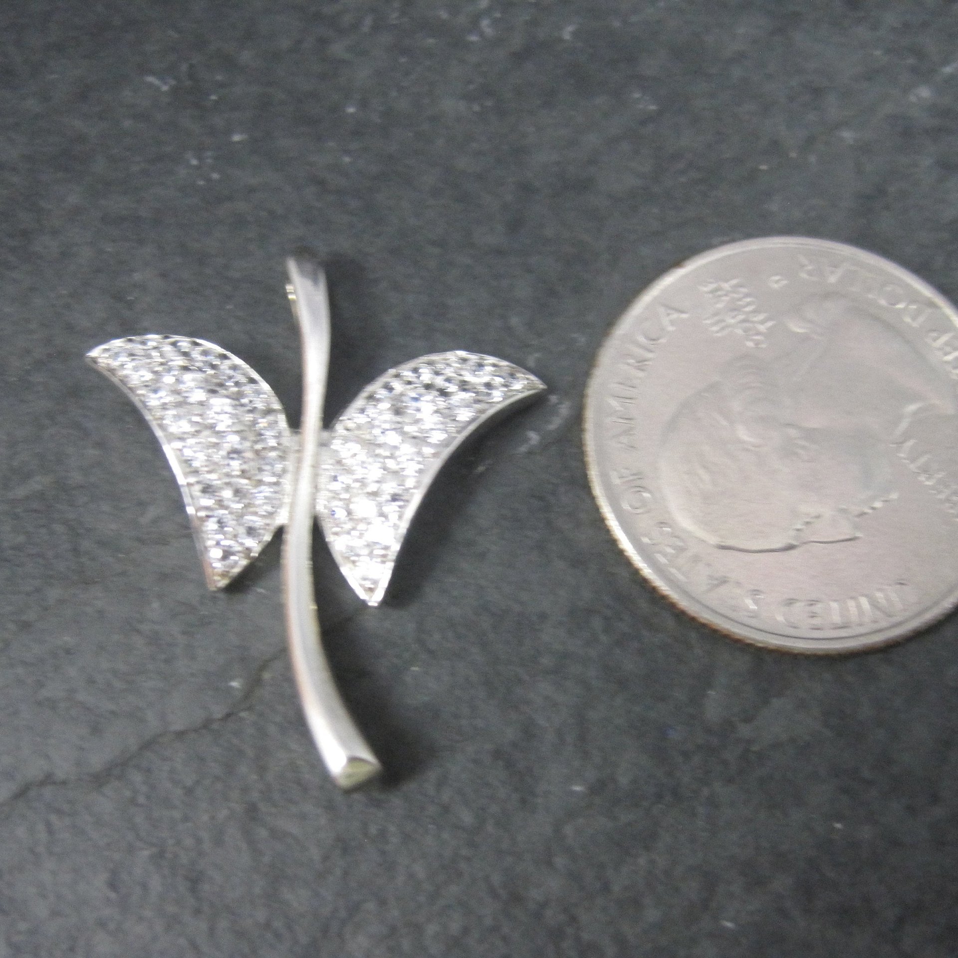 Vintage Sterling Cz Butterfly Pendant