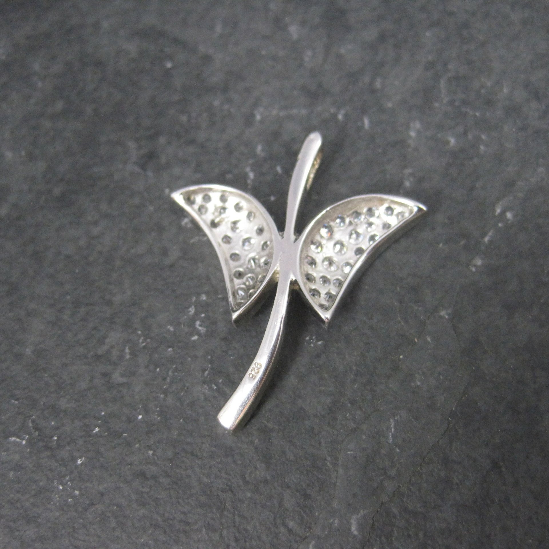 Vintage Sterling Cz Butterfly Pendant