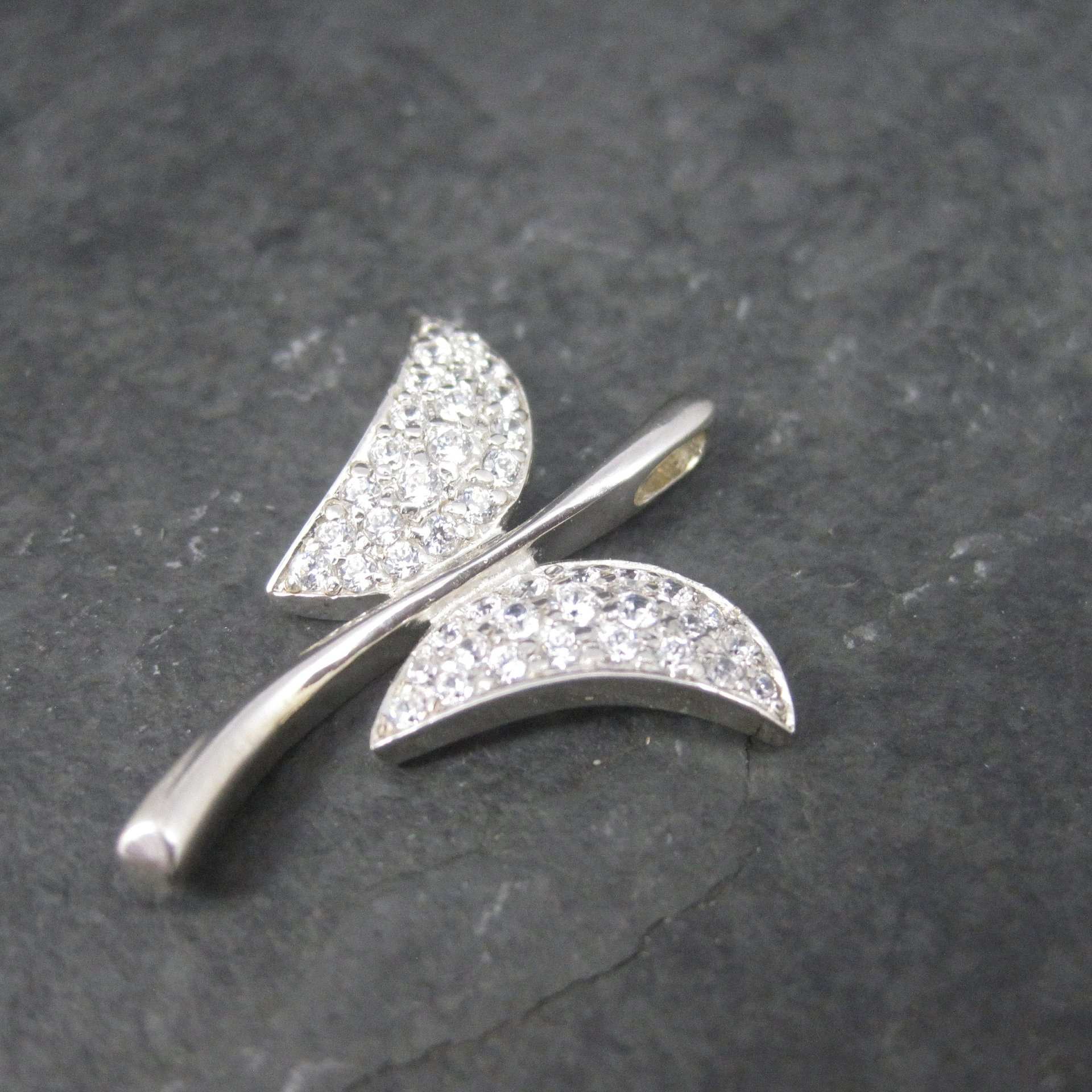 Vintage Sterling Cz Butterfly Pendant