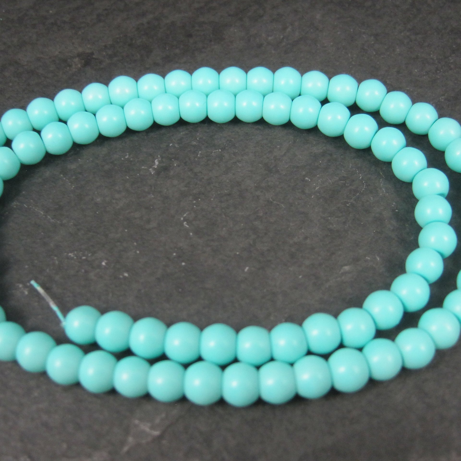 6mm Round Aqua Glass Beads 15.5"