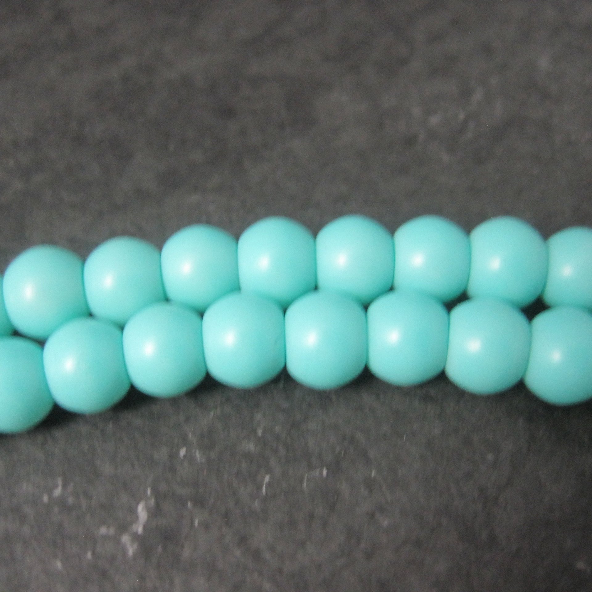 6mm Round Aqua Glass Beads 15.5"