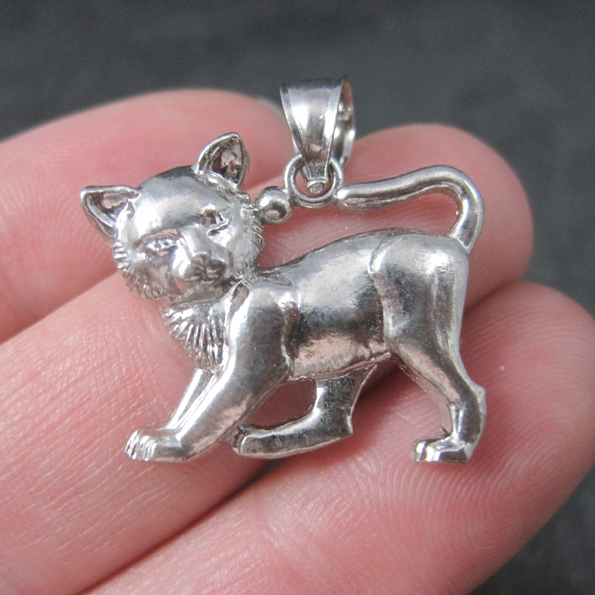 Vintage Sterling Cat Pendant