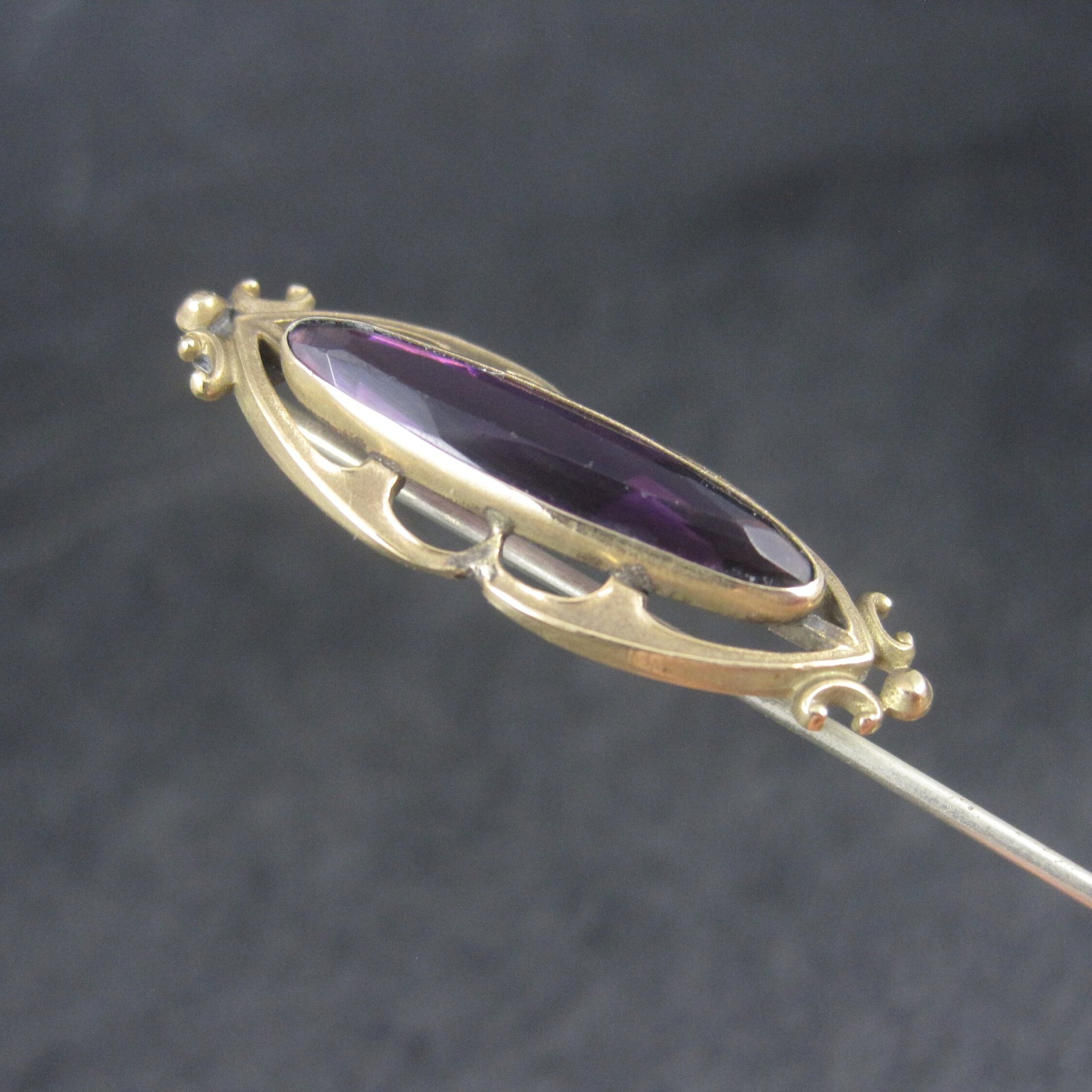 Antique Purple Amethyst Glass Stick Pin