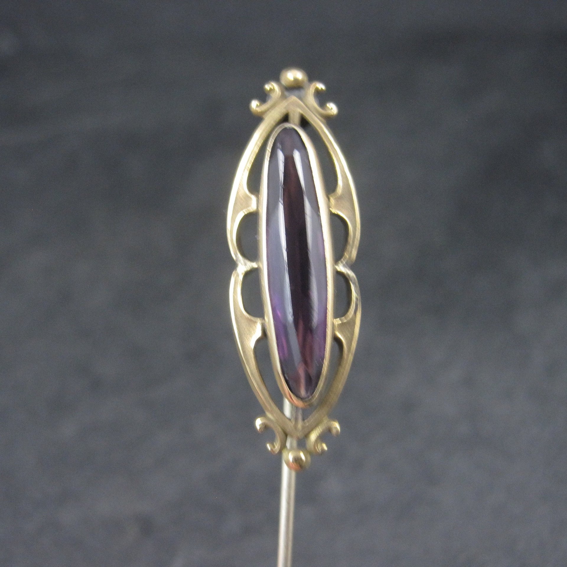 Antique Purple Amethyst Glass Stick Pin