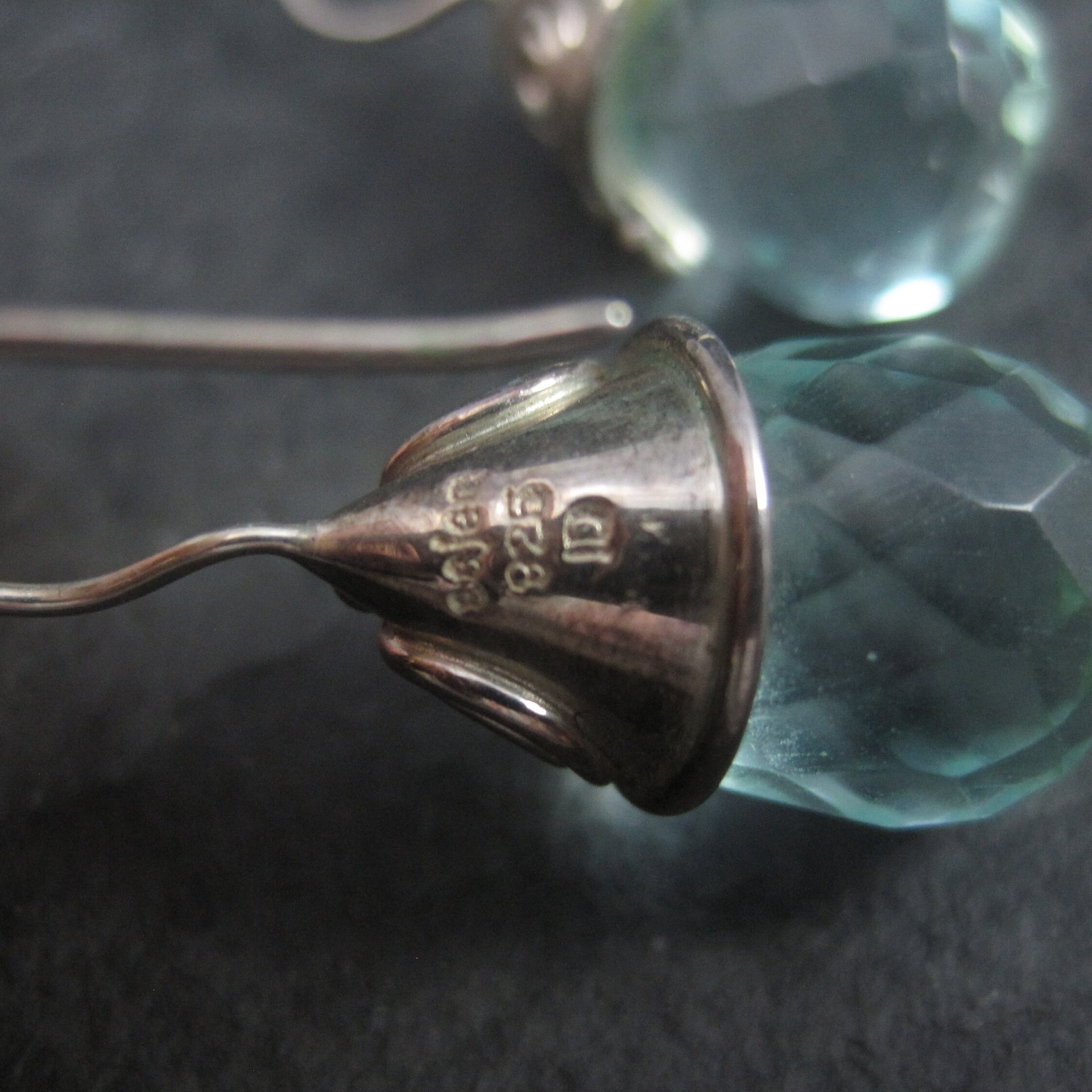 Vintage Sterling Faceted Blue Crystal Earrings Sajen