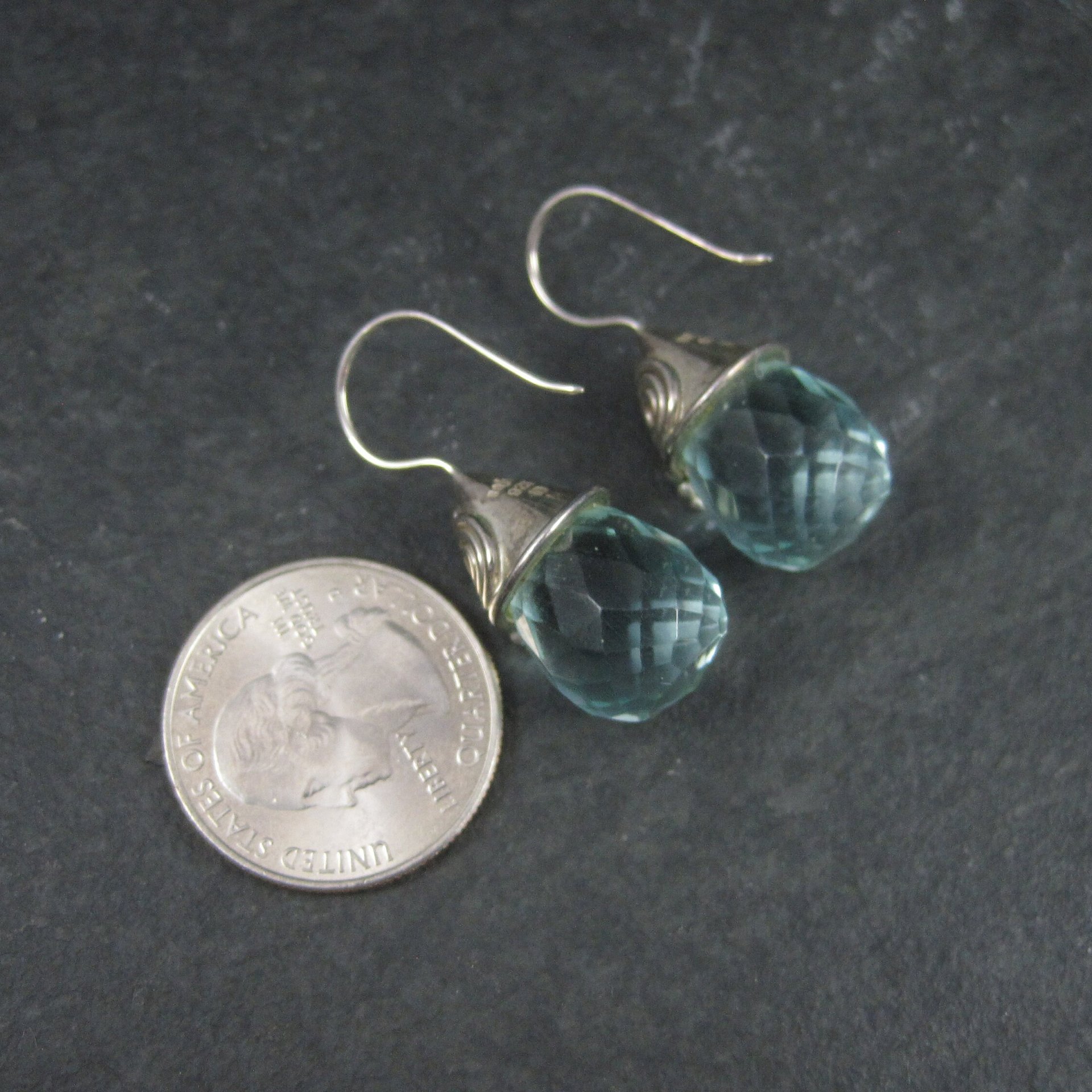 Vintage Sterling Faceted Blue Crystal Earrings Sajen