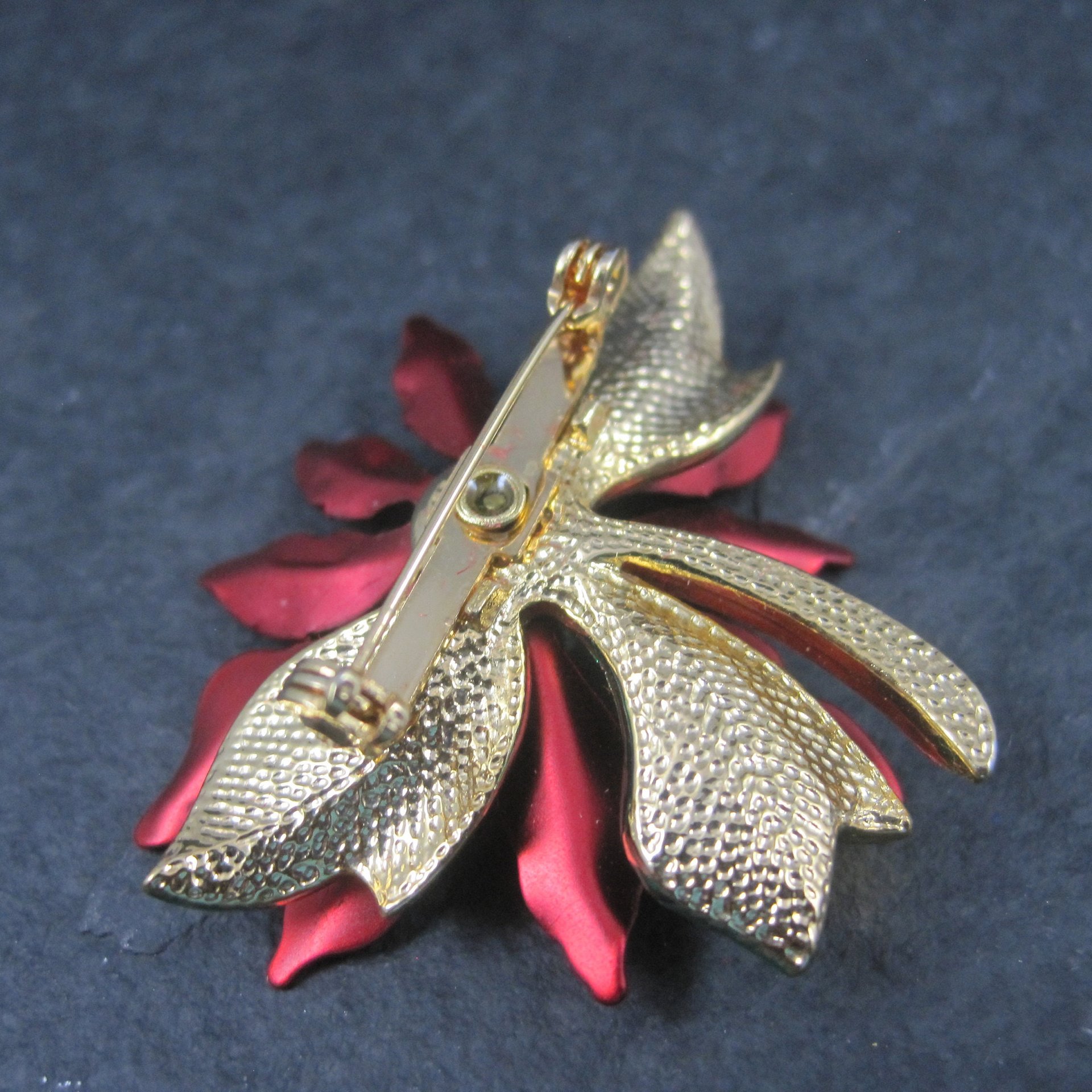 Vintage Enamel Poinsettia Brooch