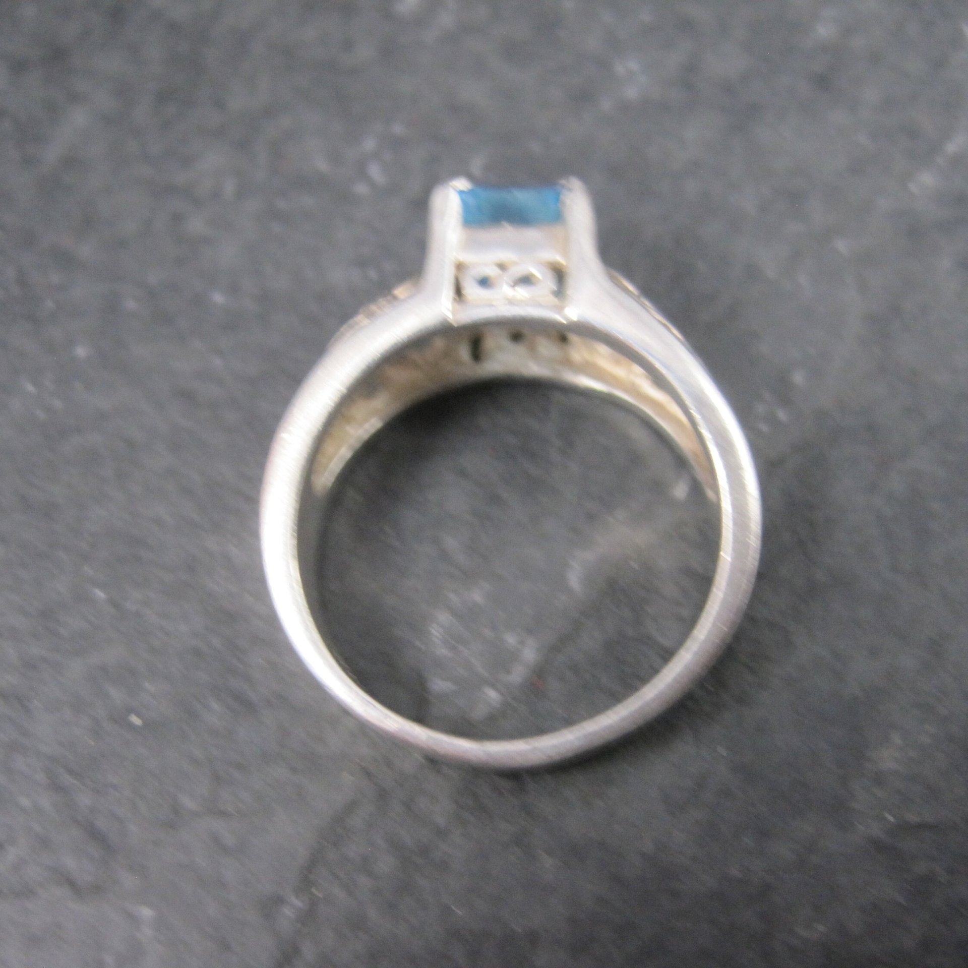 Sterling Filigree Blue Topaz Ring Size 6