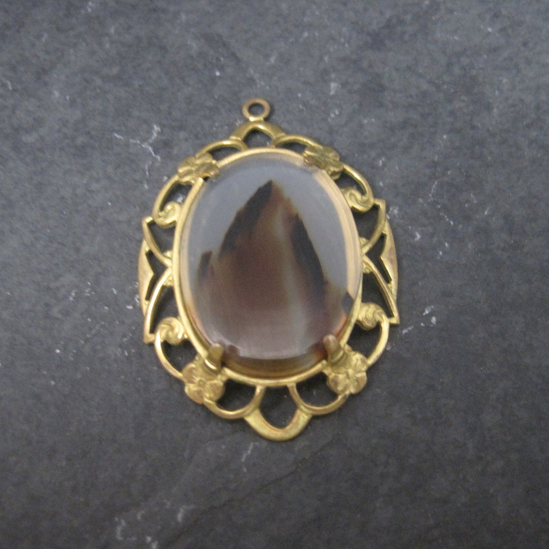 Antique 12K Gold Filled Agate Pendant