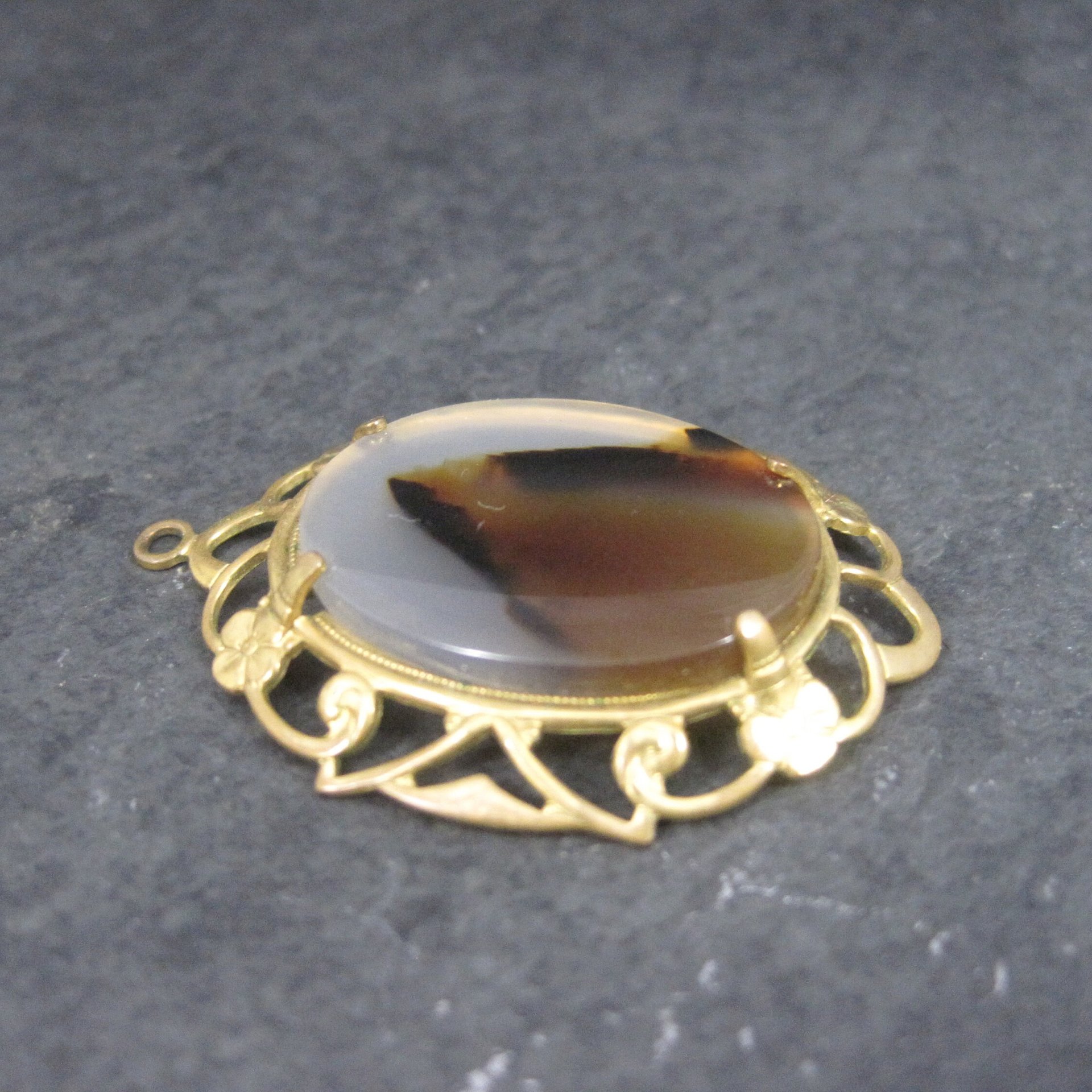 Antique 12K Gold Filled Agate Pendant