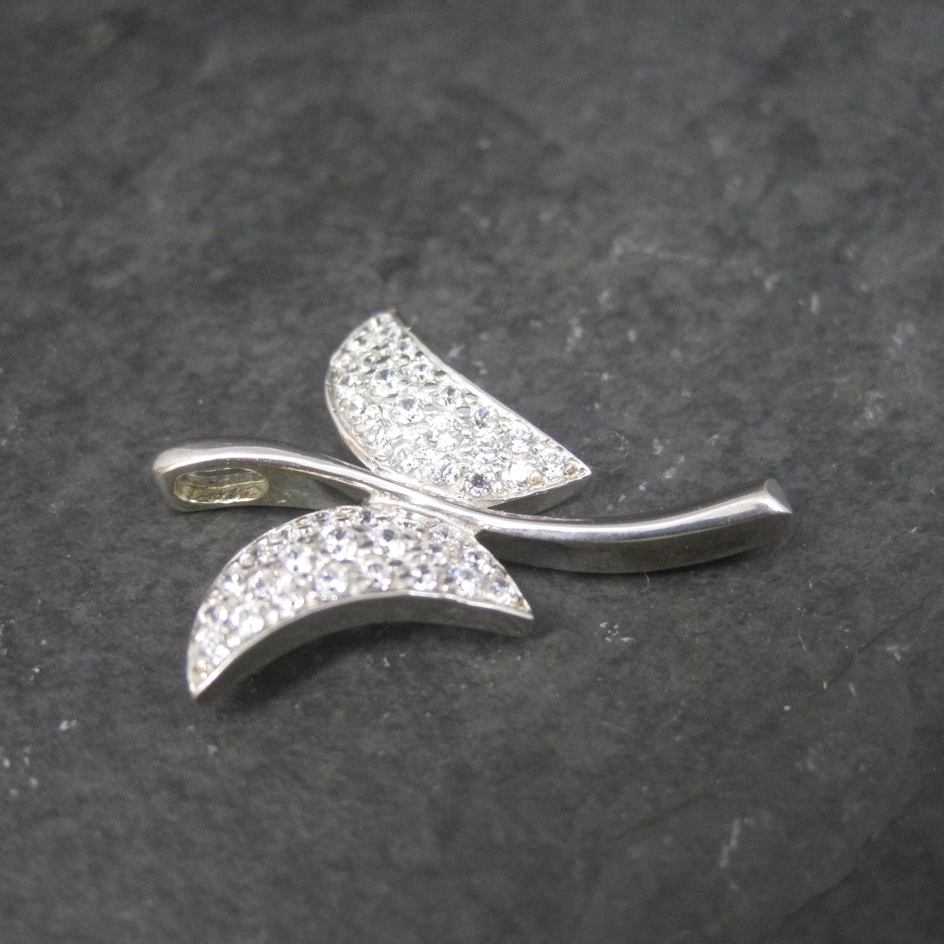 Vintage Sterling Cz Butterfly Pendant