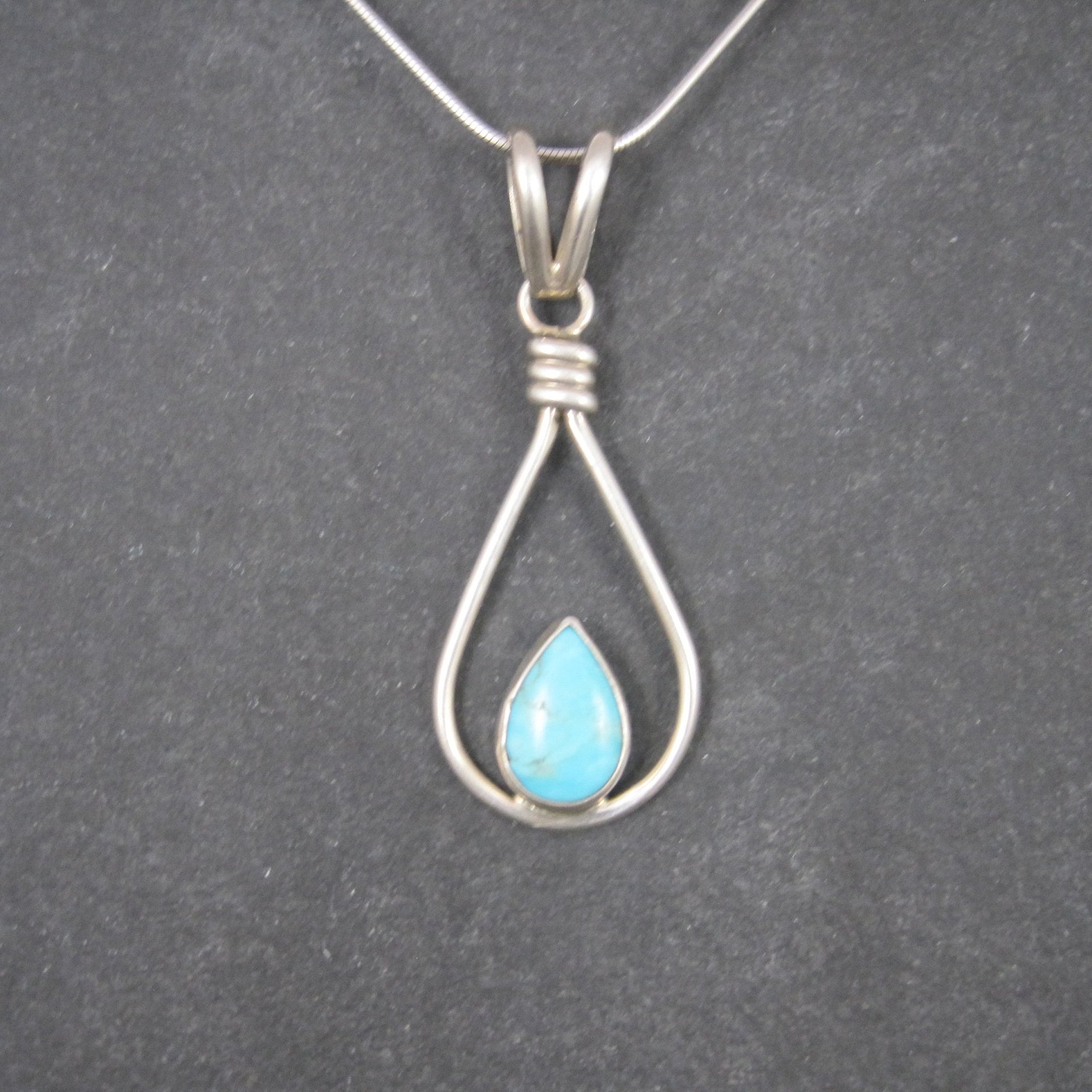 Vintage Southwestern Sterling Turquoise Pendant Necklace