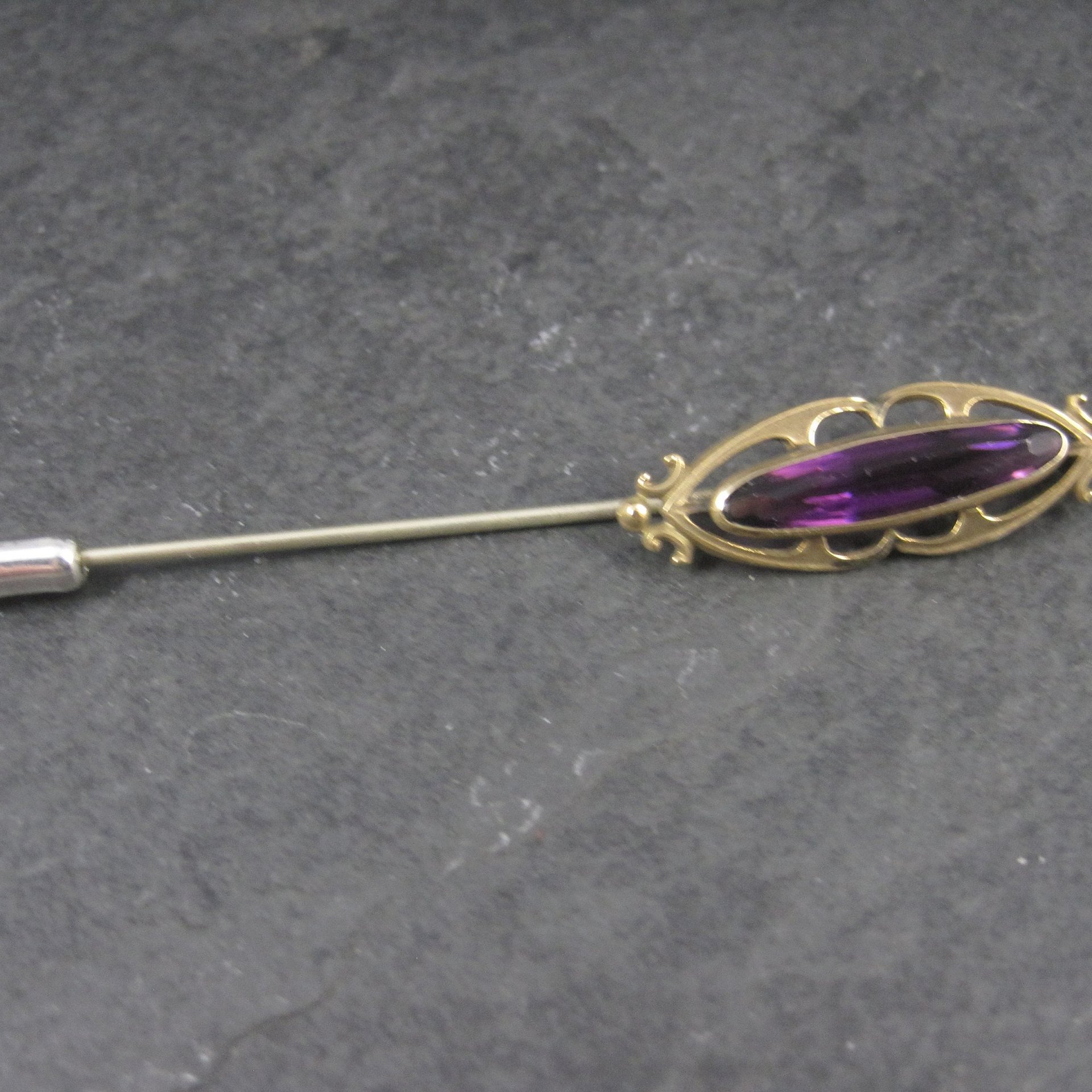 Antique Purple Amethyst Glass Stick Pin