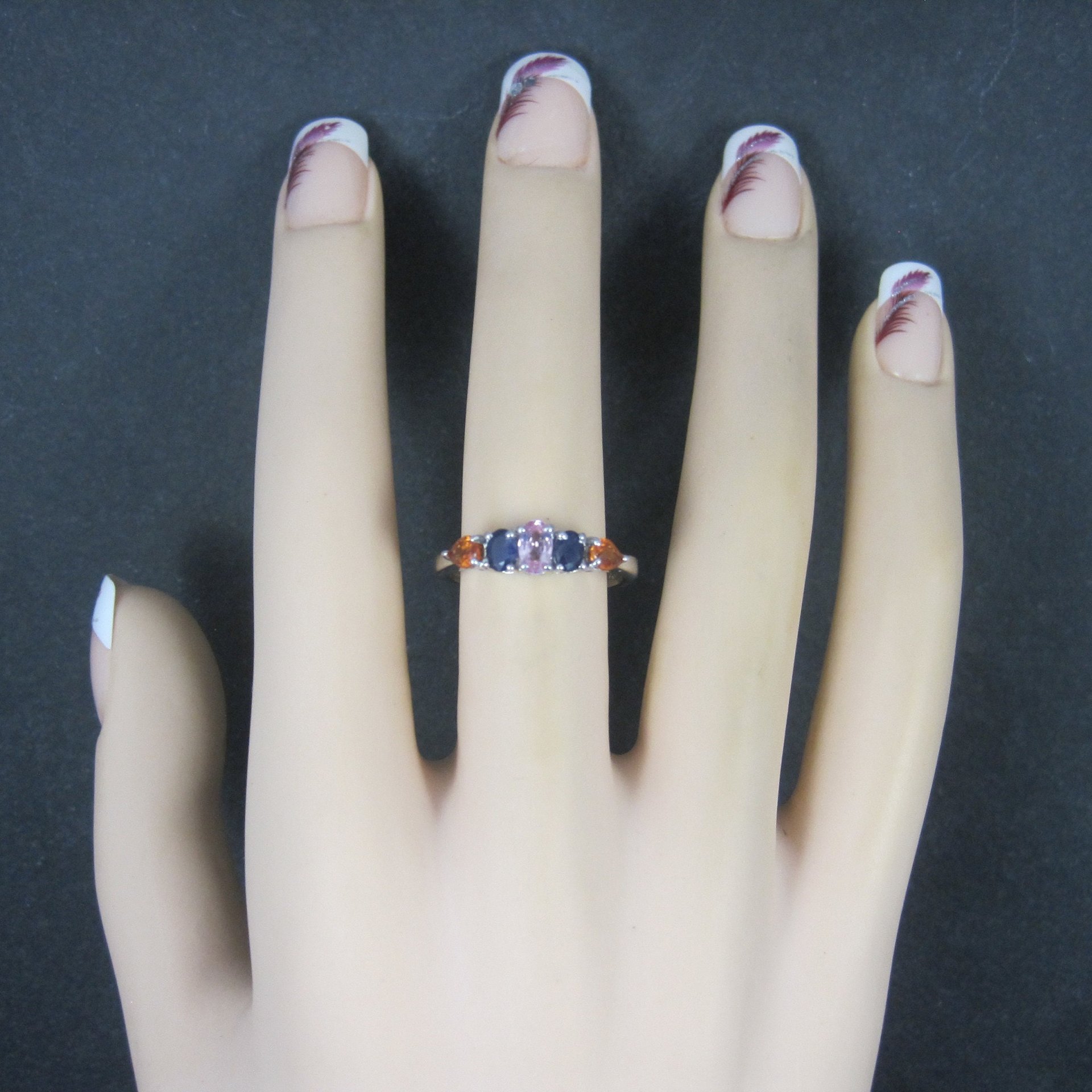 Vintage Sterling Blue Pink Orange Sapphire Ring Size 7 Chuck Clemency