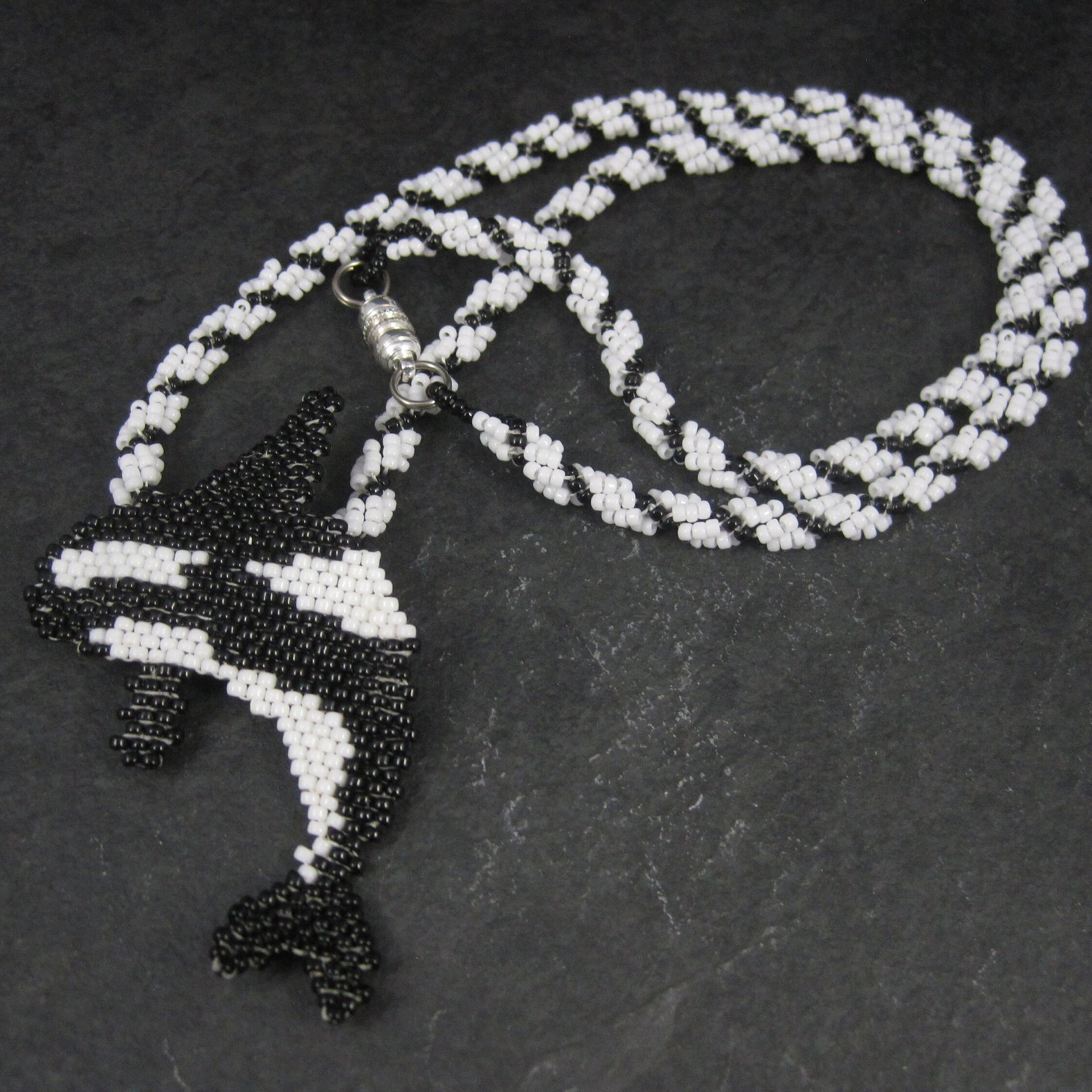 Large Alaskan Native Beaded Orca Necklace