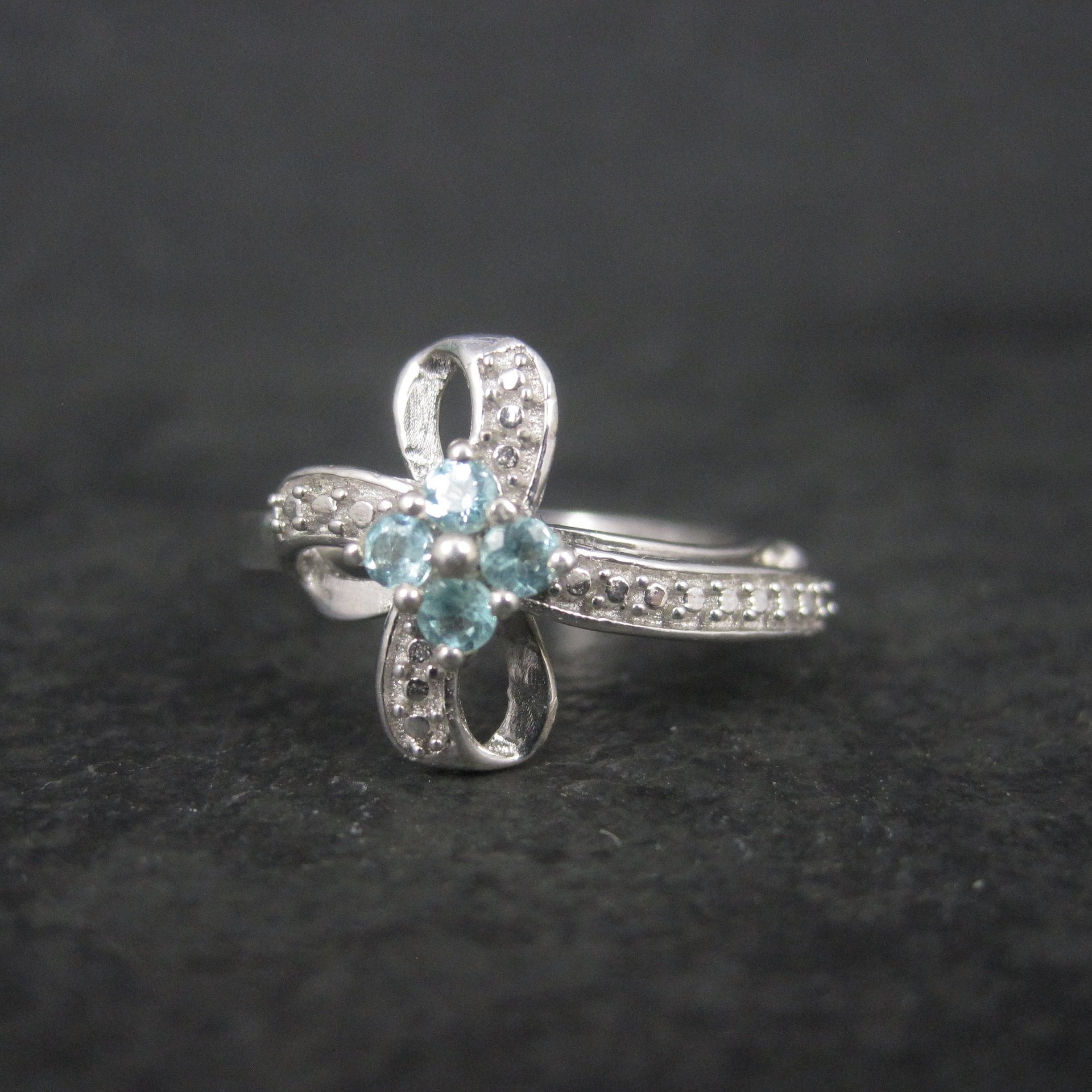 Vintage Sterling Paraiba Tourmaline Cross Ring Size 7