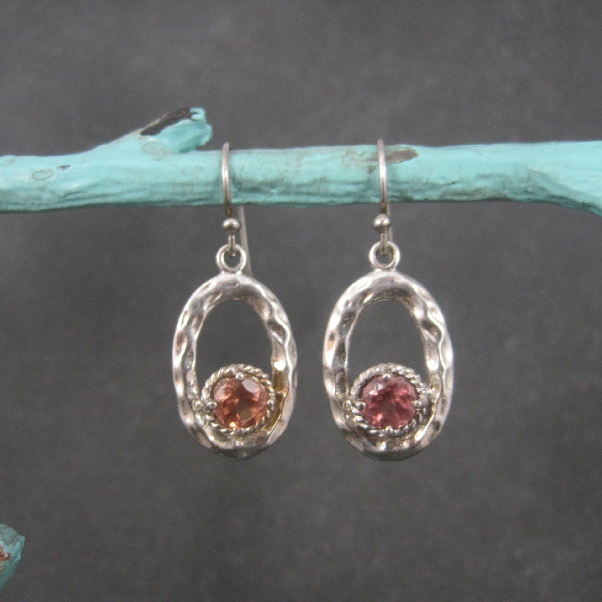 Vintage Sterling Pink Quartz Earrings
