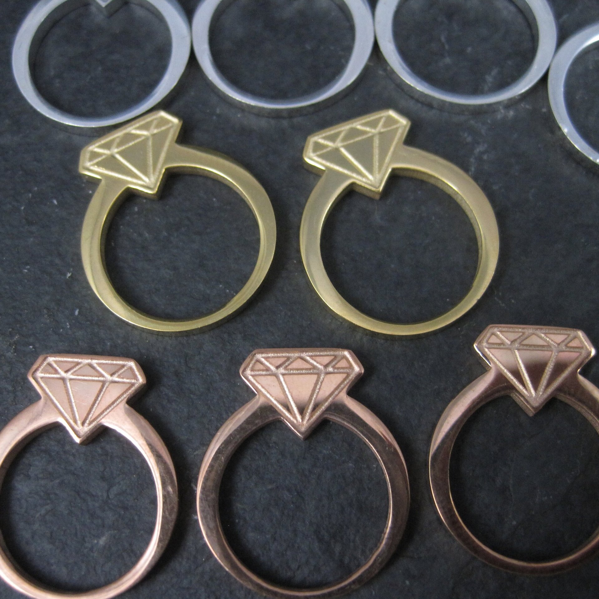 Destash Lot of 9 Diamond Ring Pendant Charms