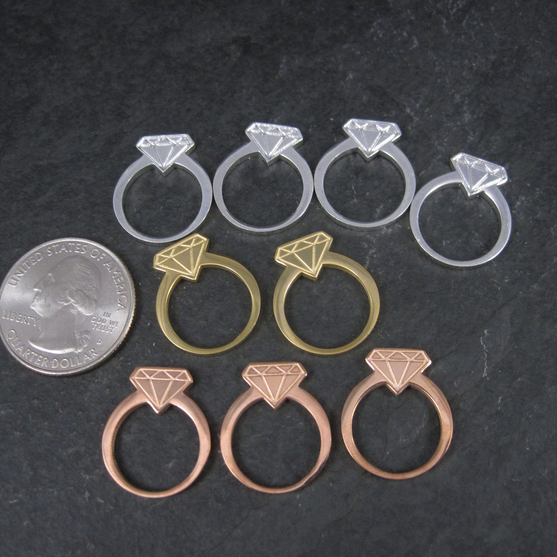 Destash Lot of 9 Diamond Ring Pendant Charms