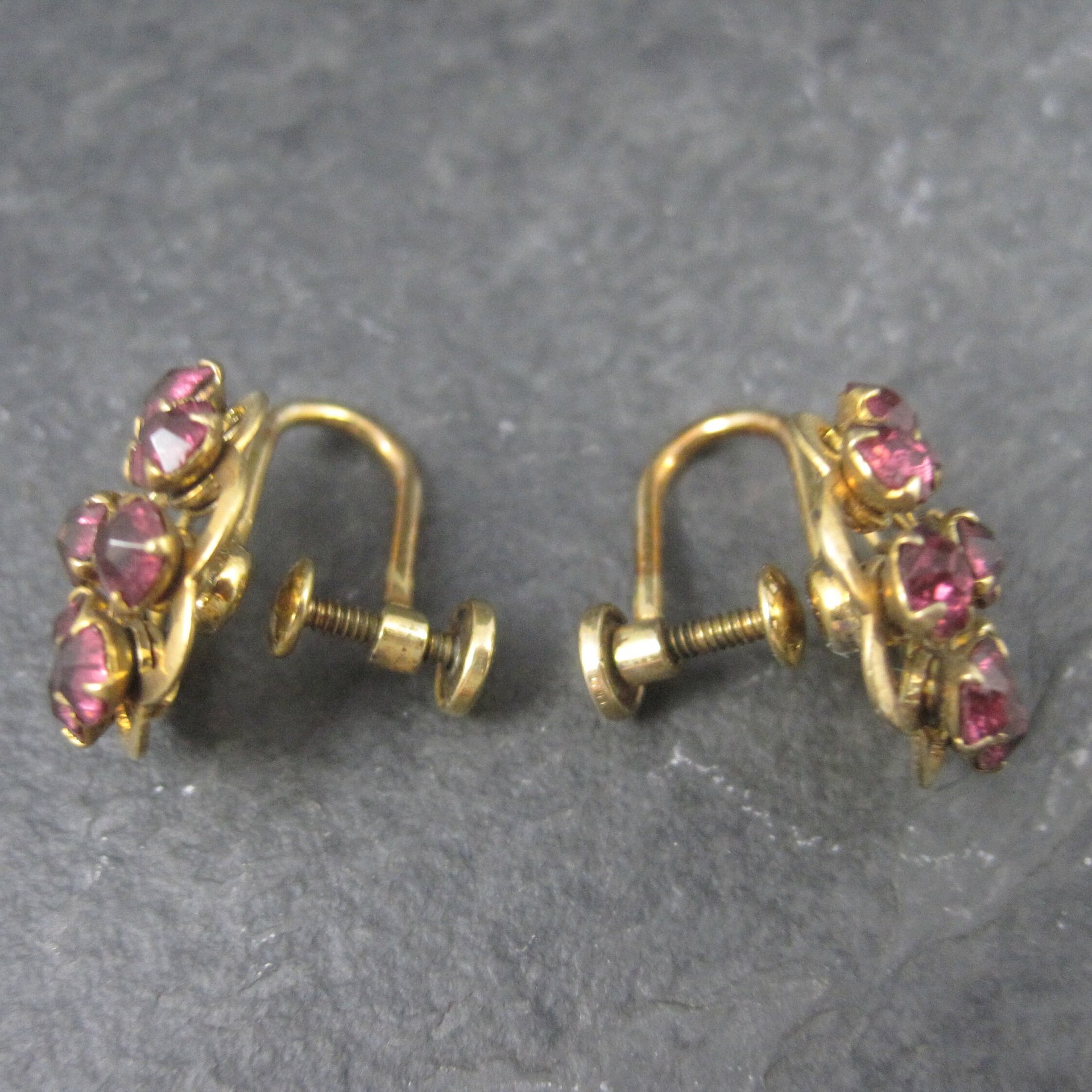 Vintage Gold Filled Purple Rhinestone Screw Back Earrings