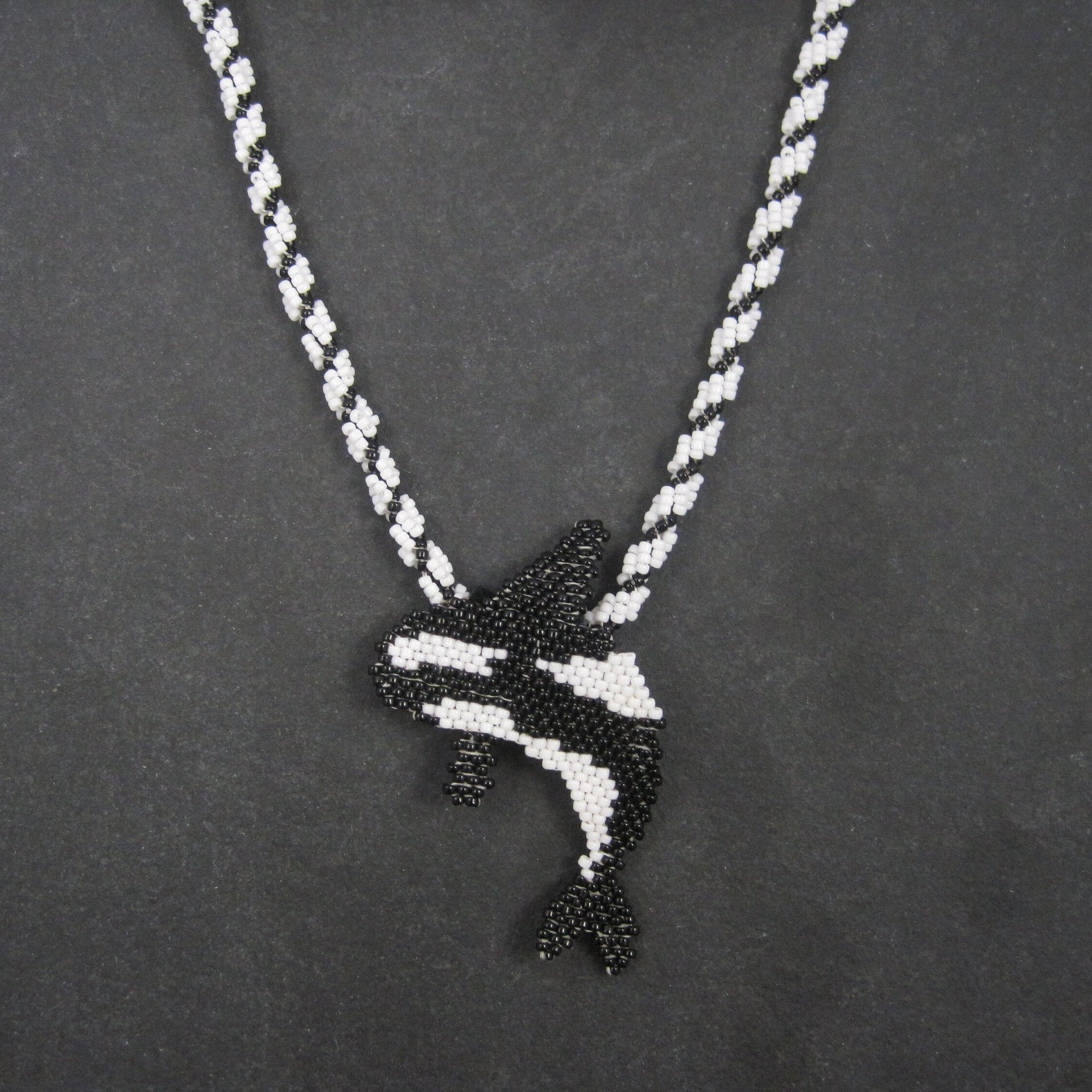 Large Alaskan Native Beaded Orca Necklace