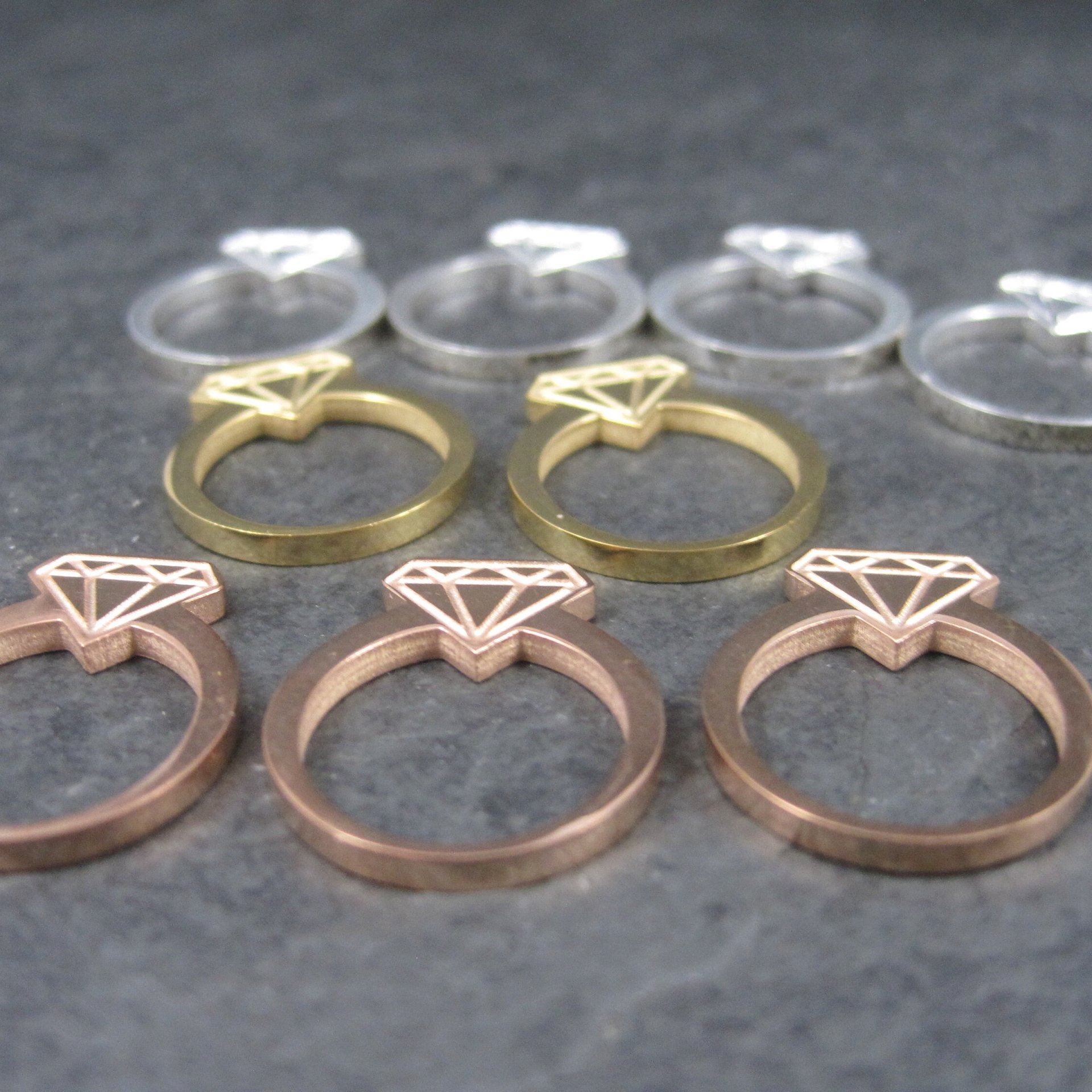 Destash Lot of 9 Diamond Ring Pendant Charms