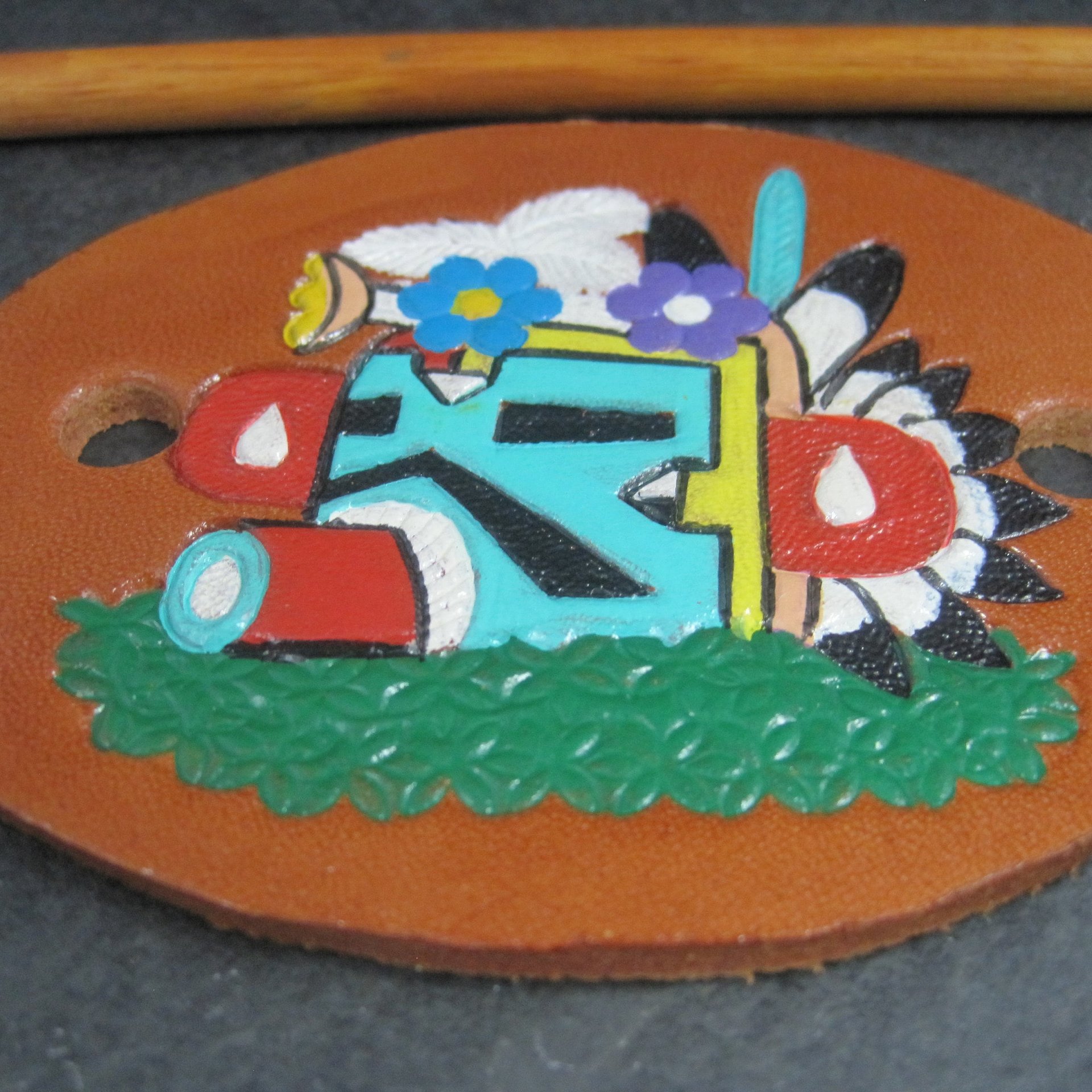 Leather Kachina Hair Barrette Wrap