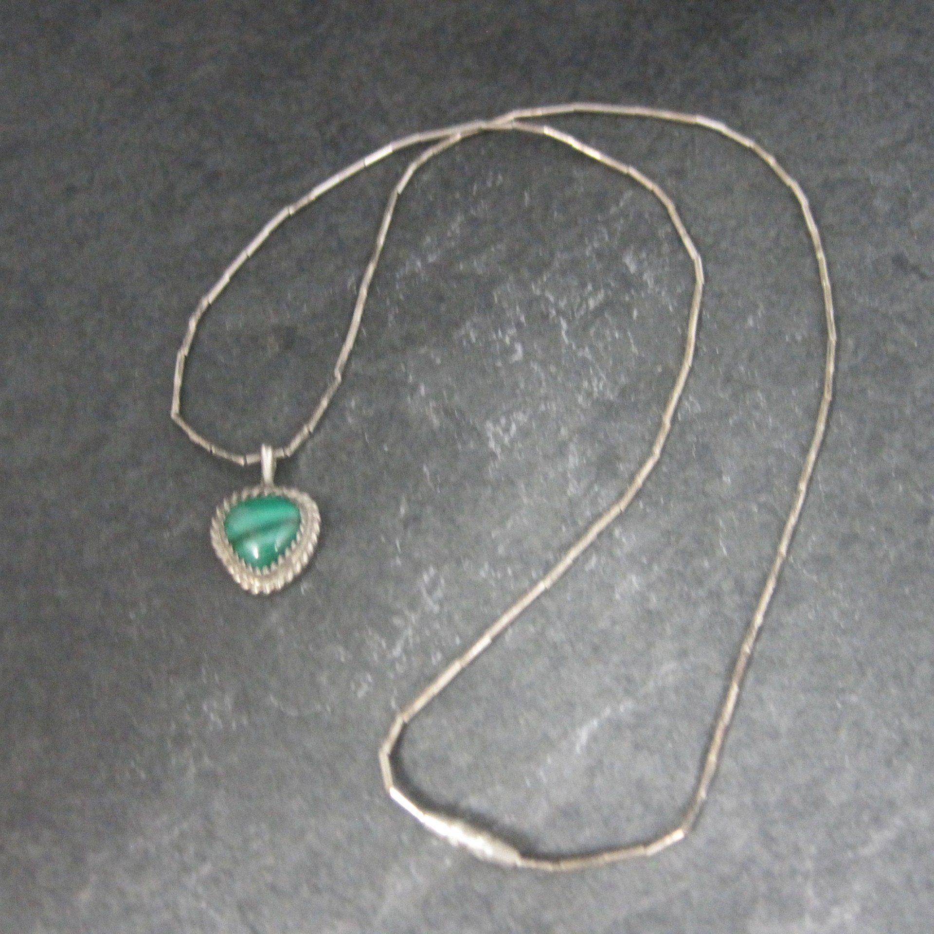 Southwestern Sterling Malachite Pendant Liquid Silver Chain