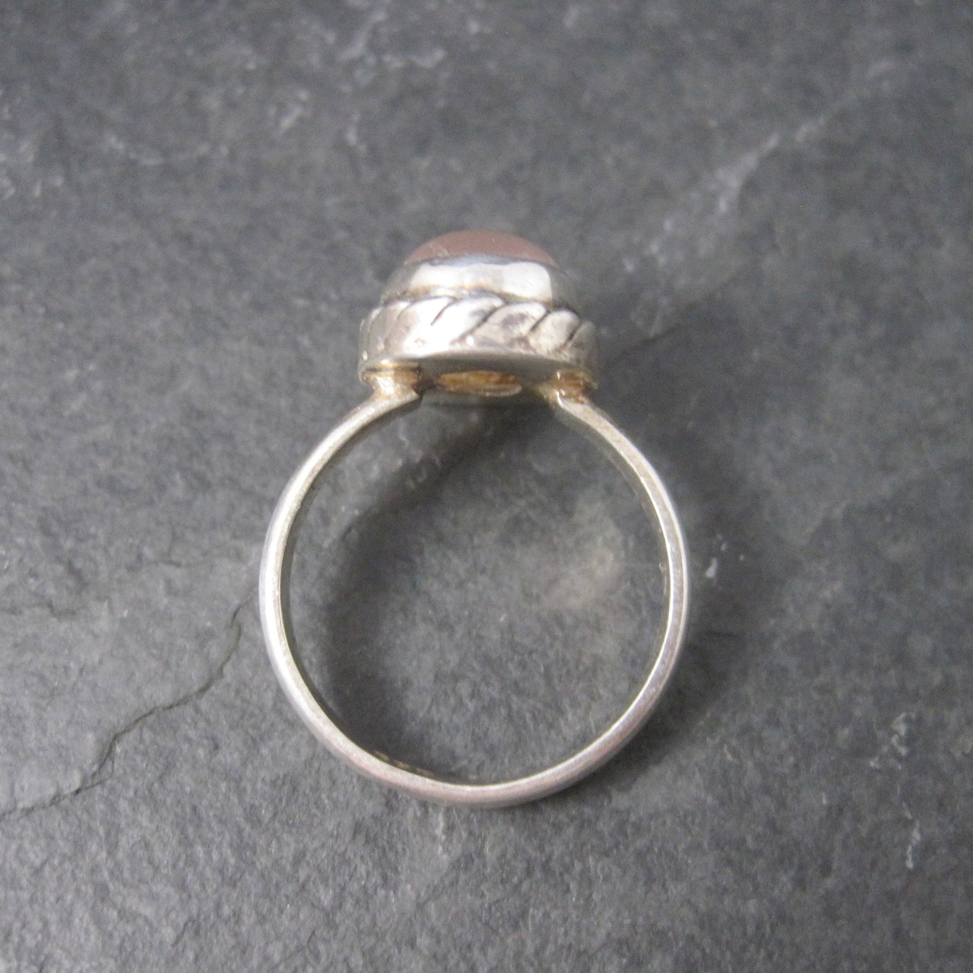 Simple 90s Sterling Rose Quartz Ring Size 7.75