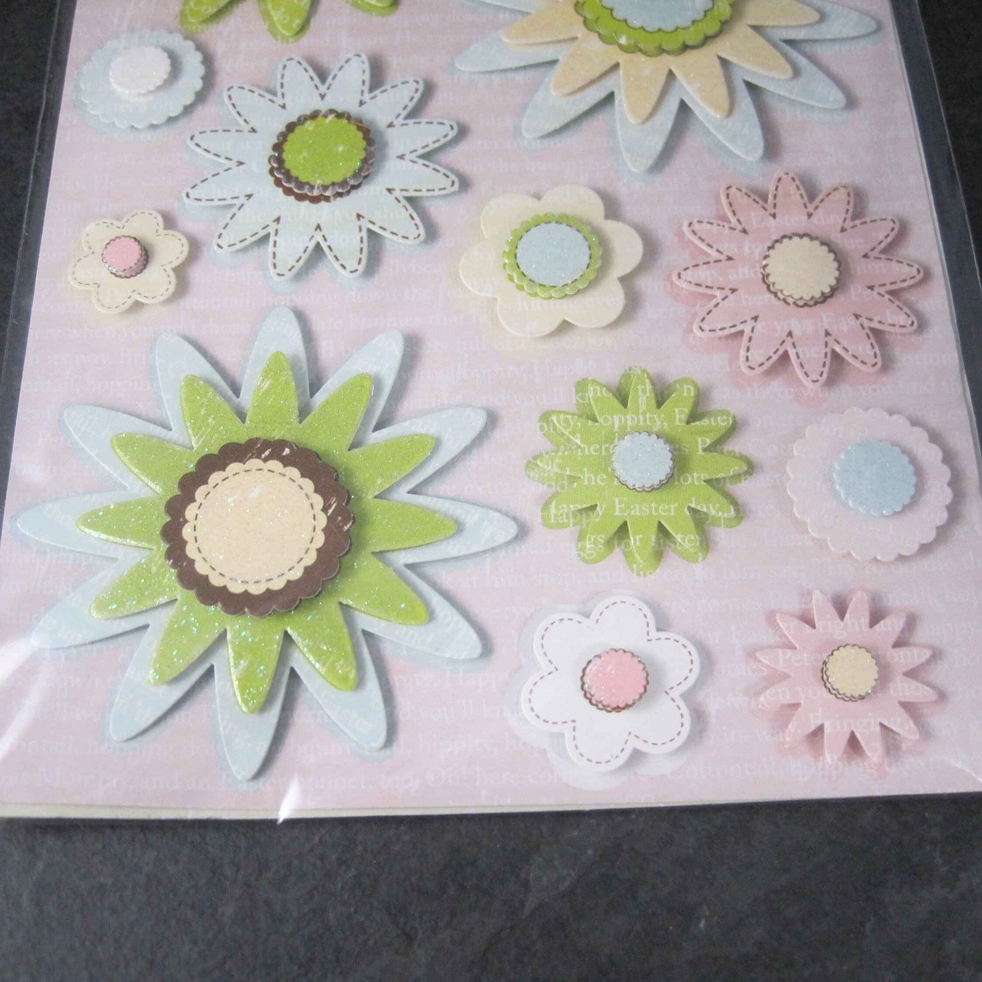 Making Memories Garden Party Dimensional Glitter Flower Stickers