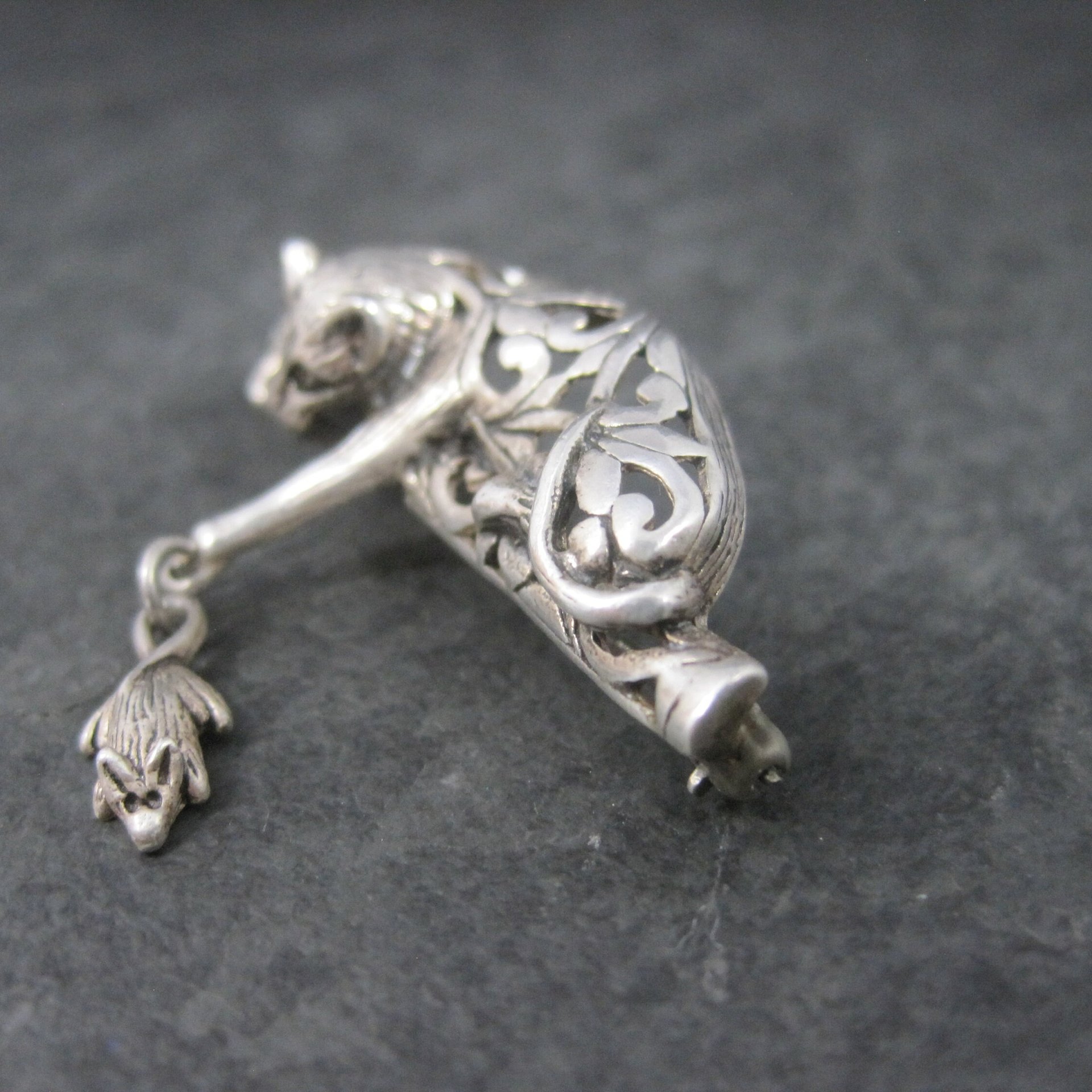 Vintage Sterling Cat and Mouse Brooch