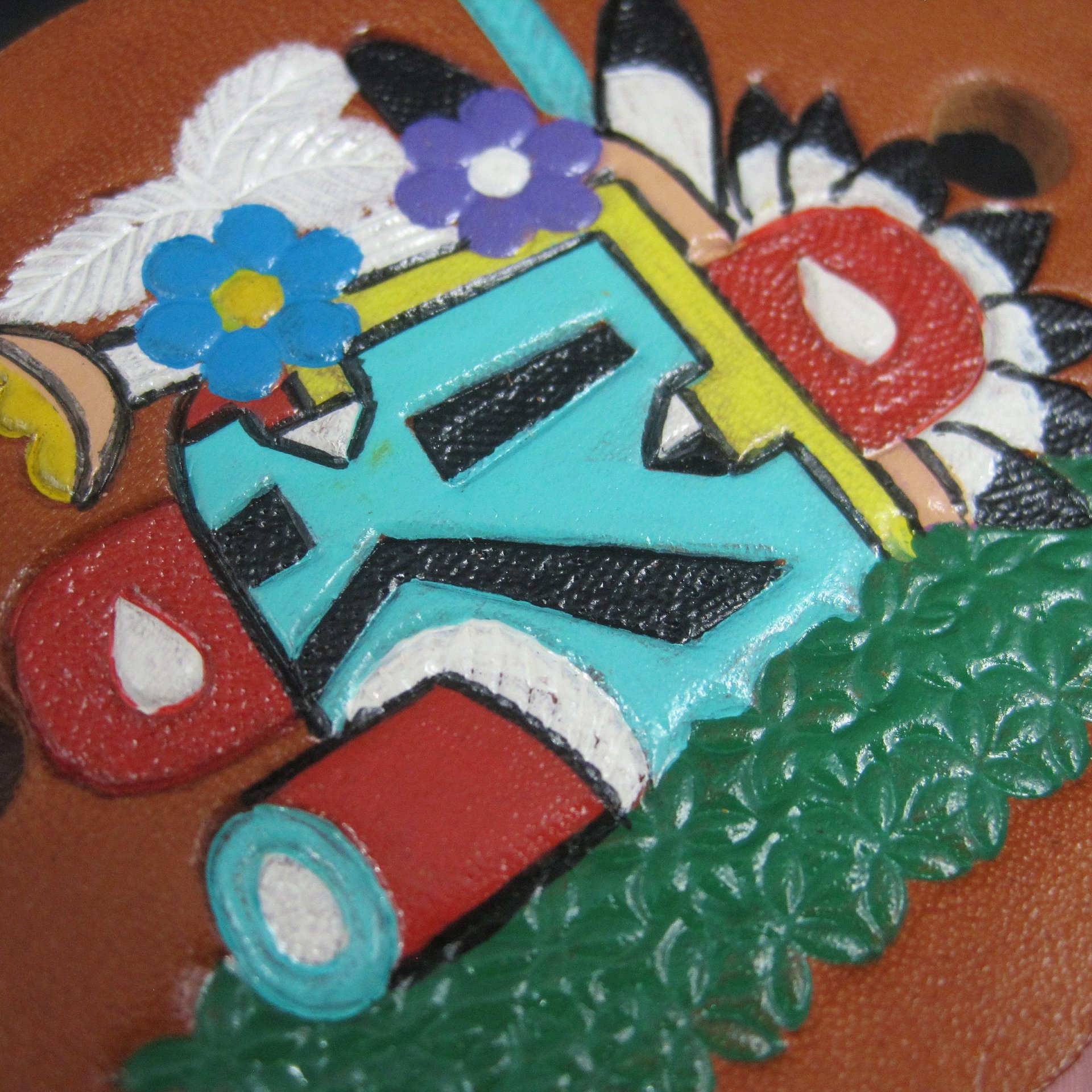 Leather Kachina Hair Barrette Wrap